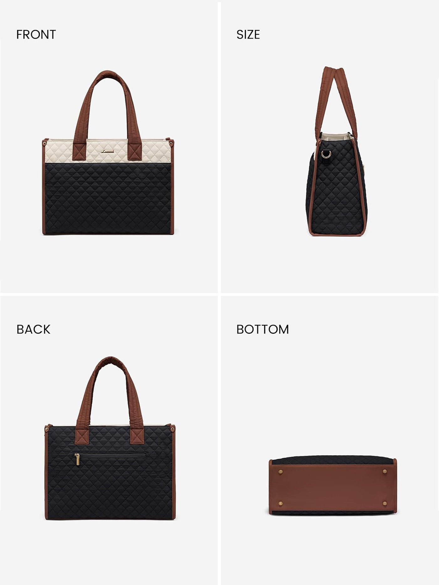 2Pcs Quilted Work Tote Bag, 15.6 17.3