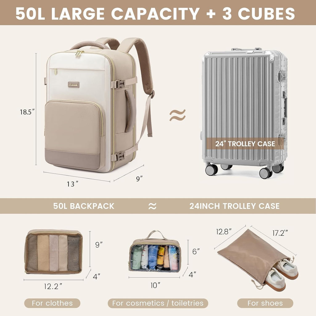 4Pcs Travel Backpack, 40L 50L