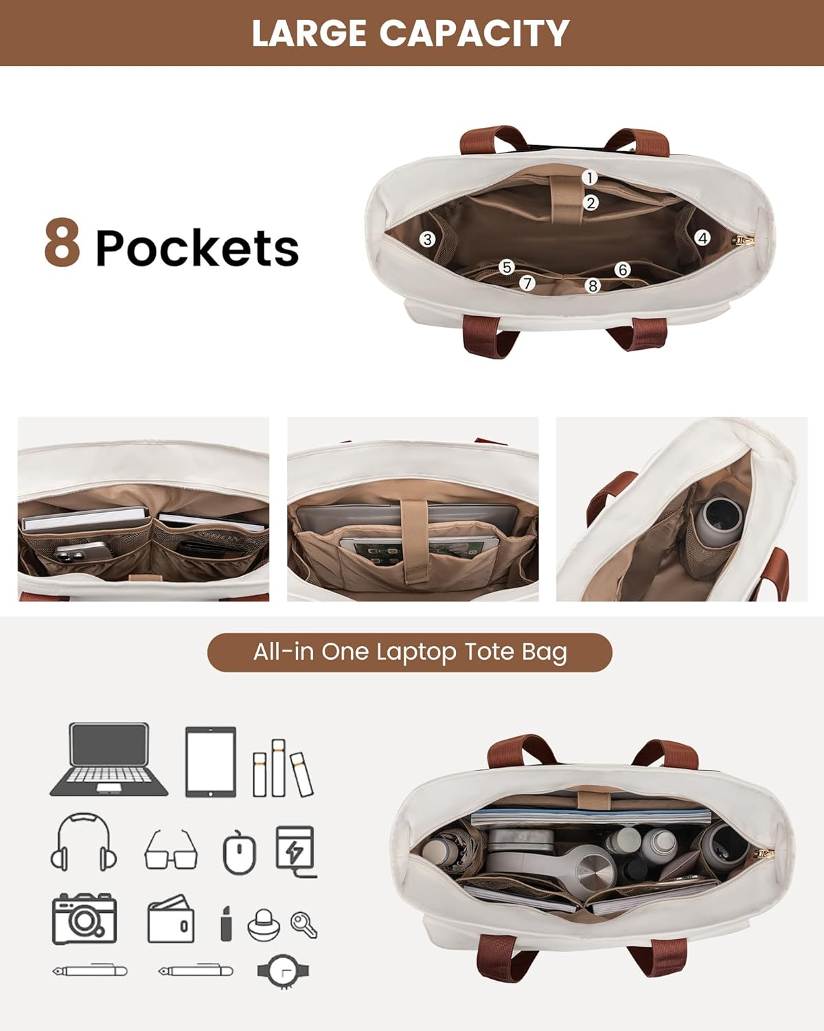 Canvas Laptop Tote Bag, 15.6