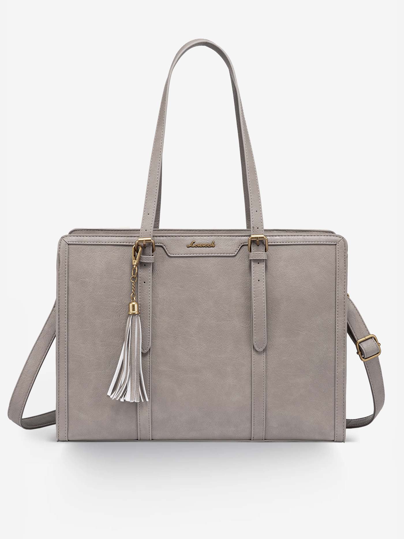 2Pcs Vintage Leather Laptop Tote, 15.6 17.3