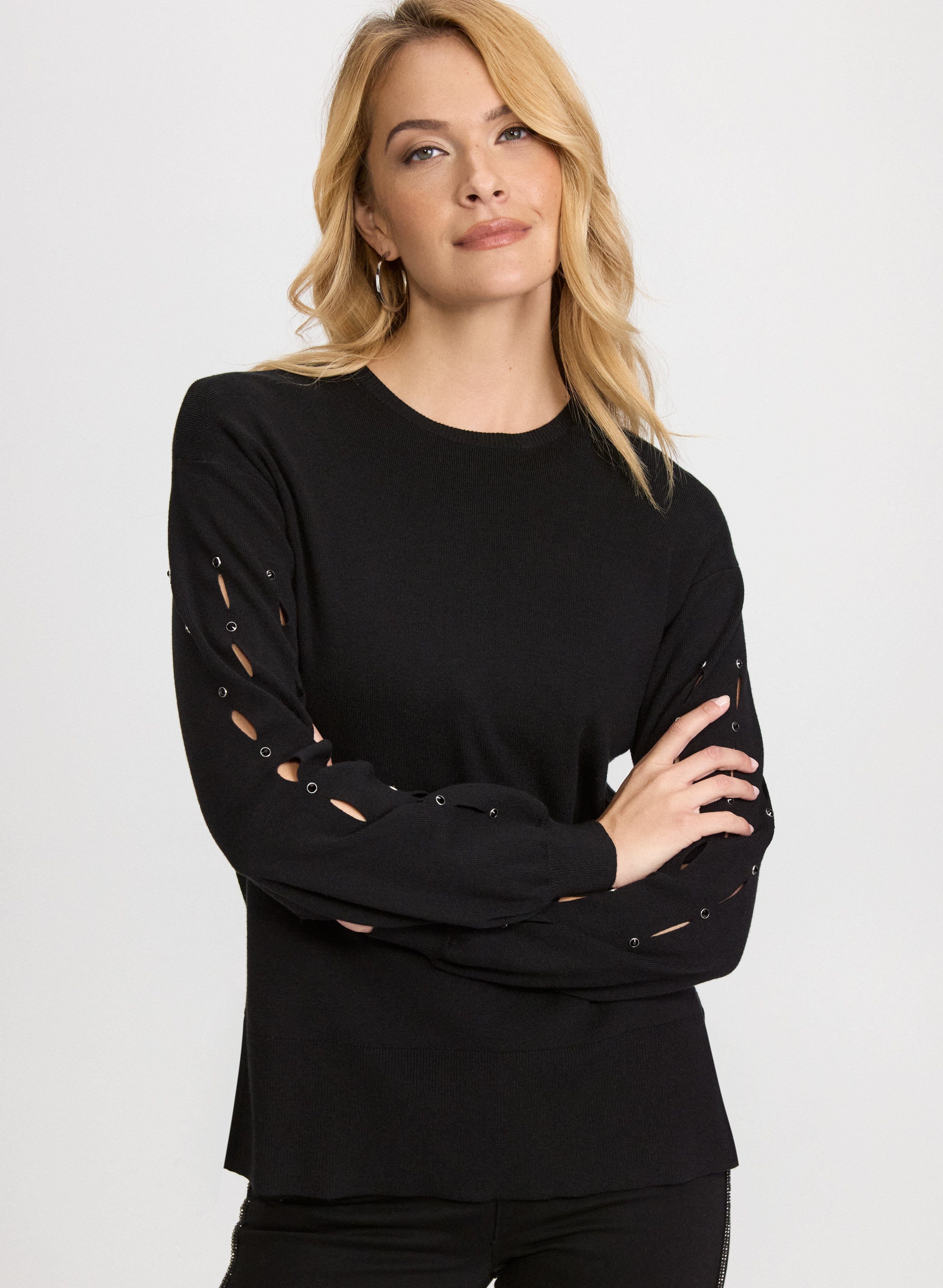 Cut-Out Sleeve Sweater