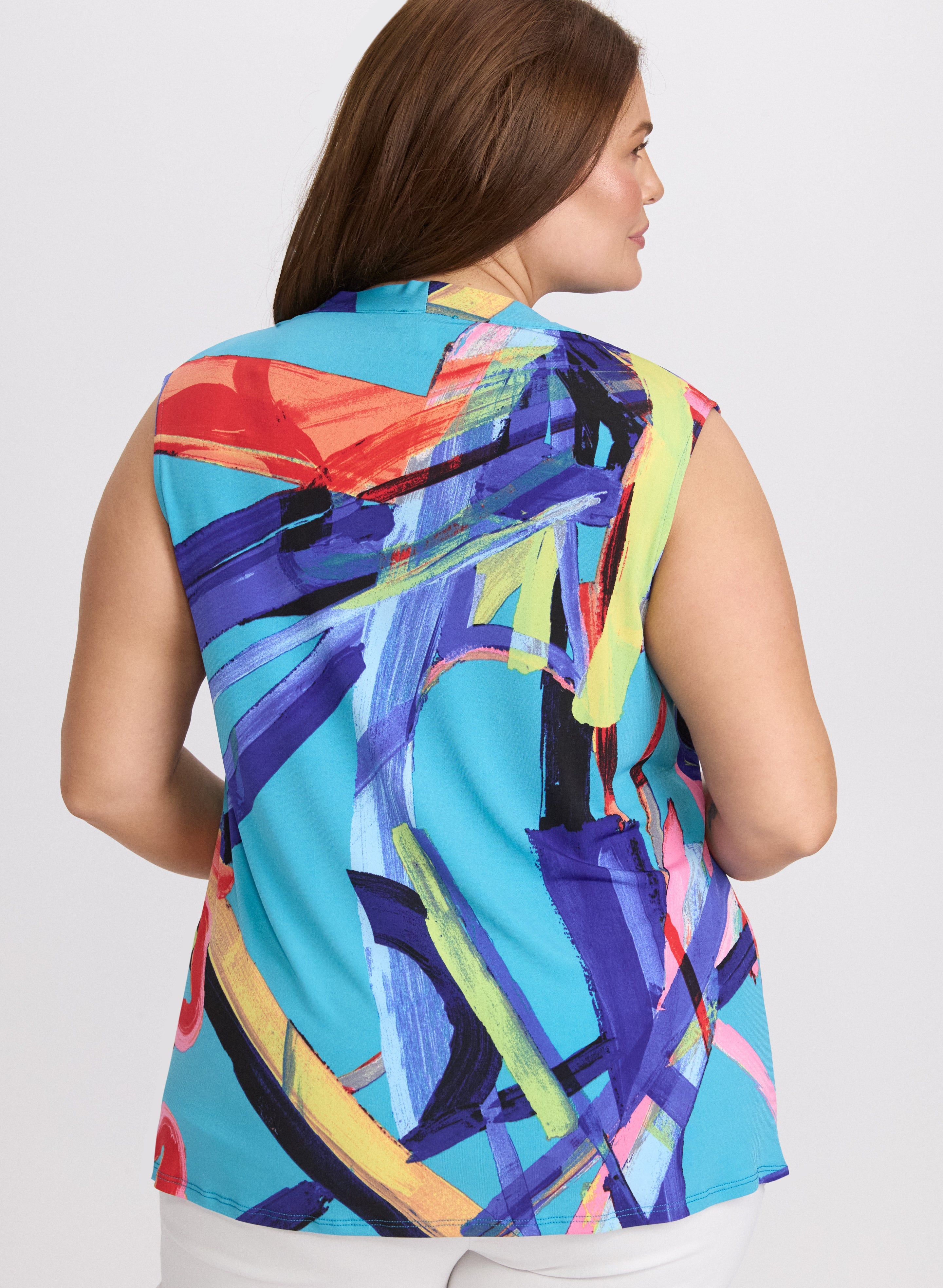 Abstract Tie-Neck Top