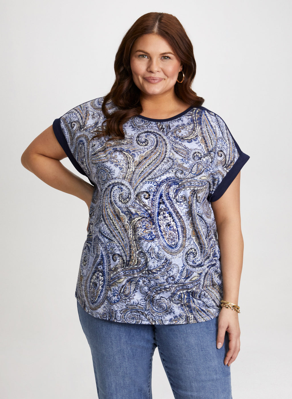 Cap Sleeve Paisley T-Shirt