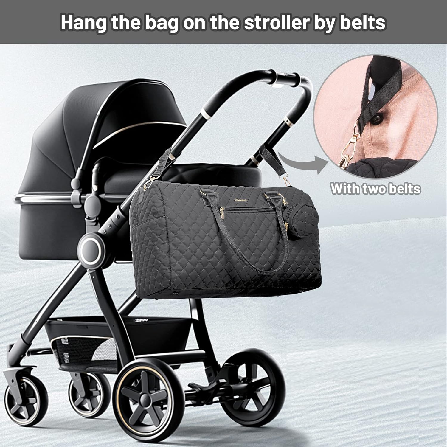 5Pcs Quilted Diaper Tote Bag