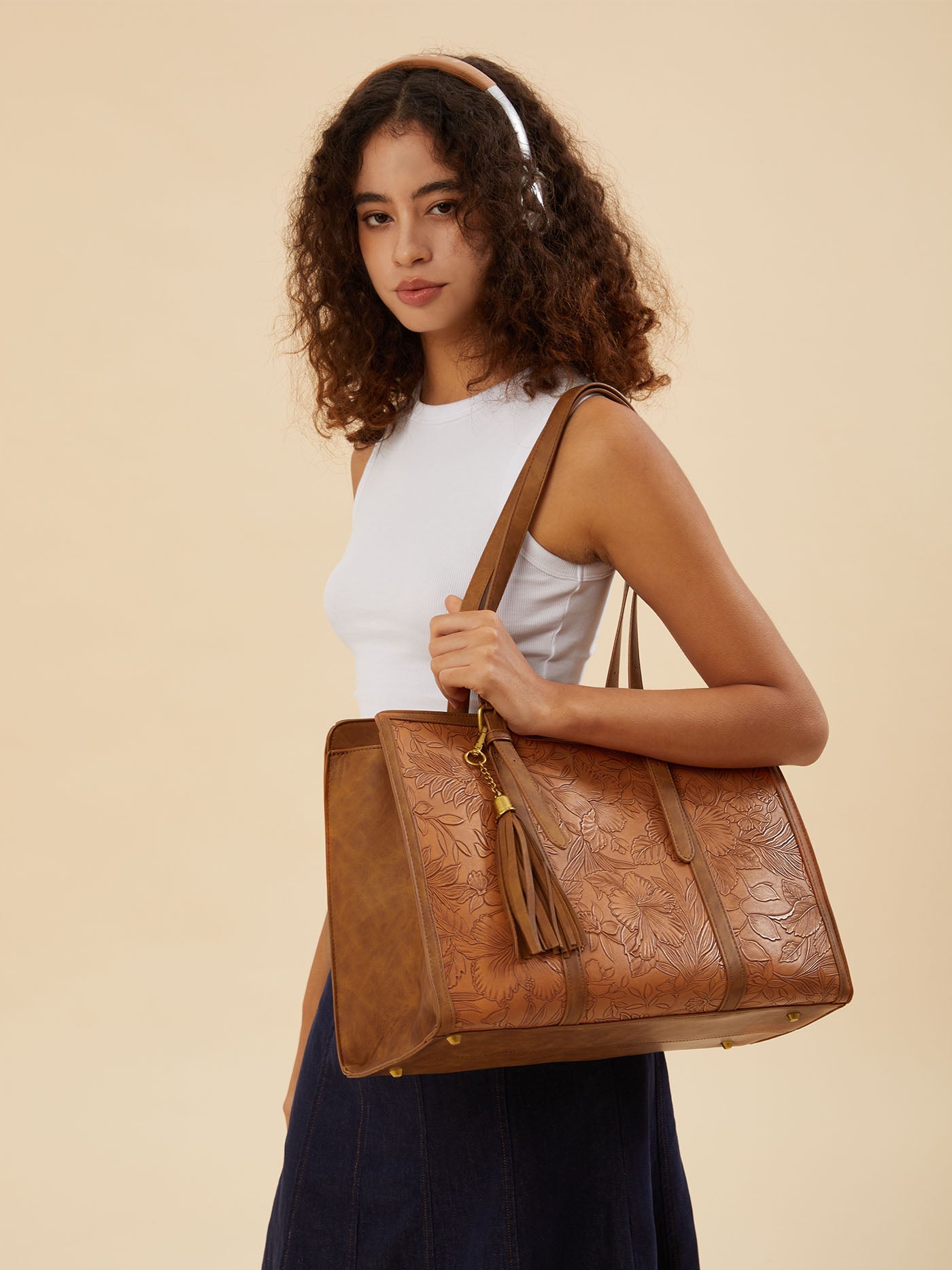 2Pcs Vintage Leather Laptop Tote, 15.6 17.3