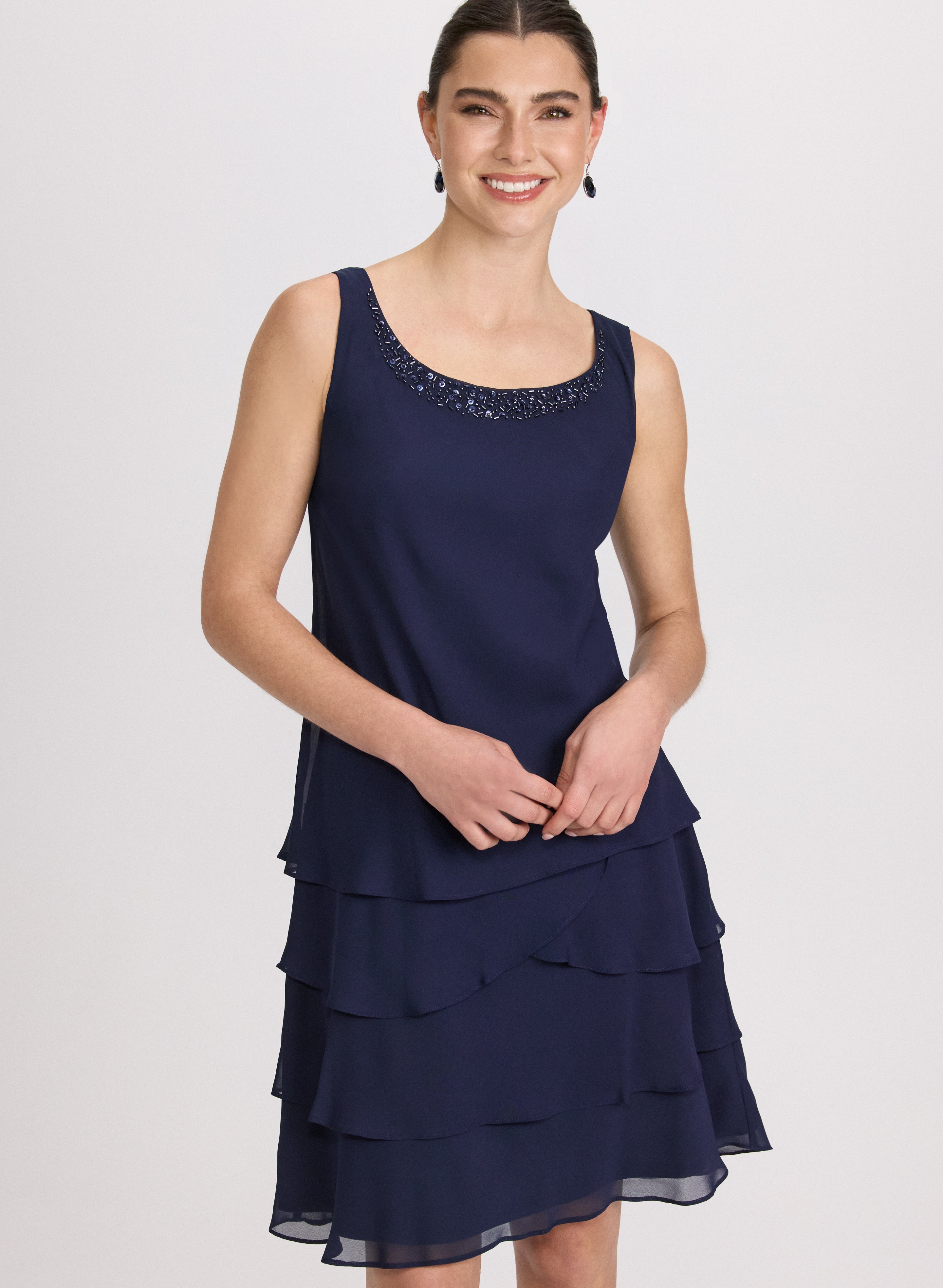 Chiffon Sequin Dress & Jacket Set