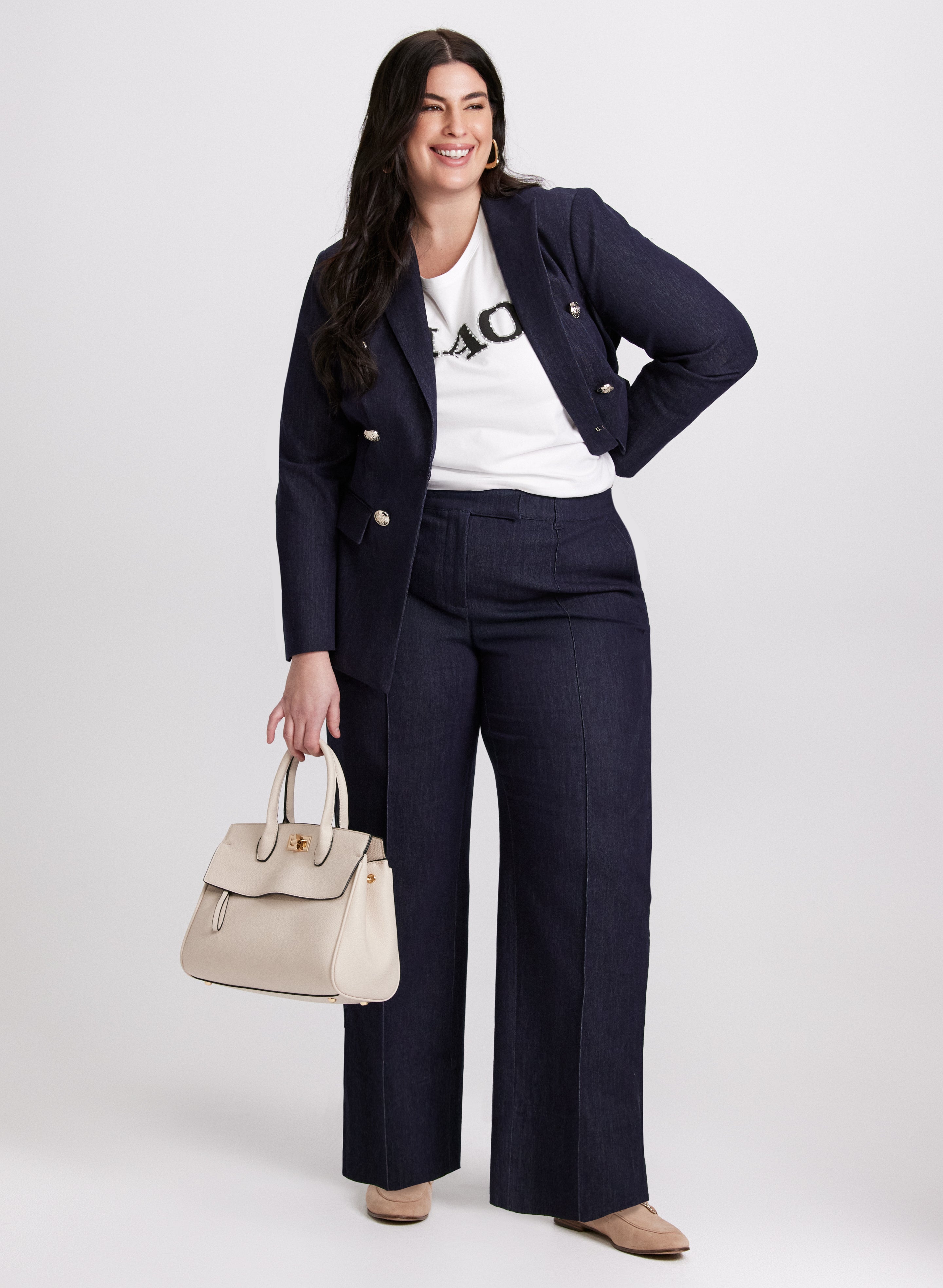 Denim Blazer & Olivia Pull-On Denim Pants