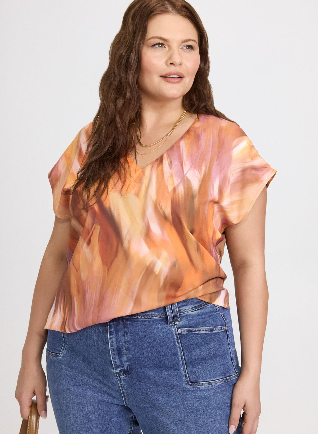 Abstract Cap Sleeve Top