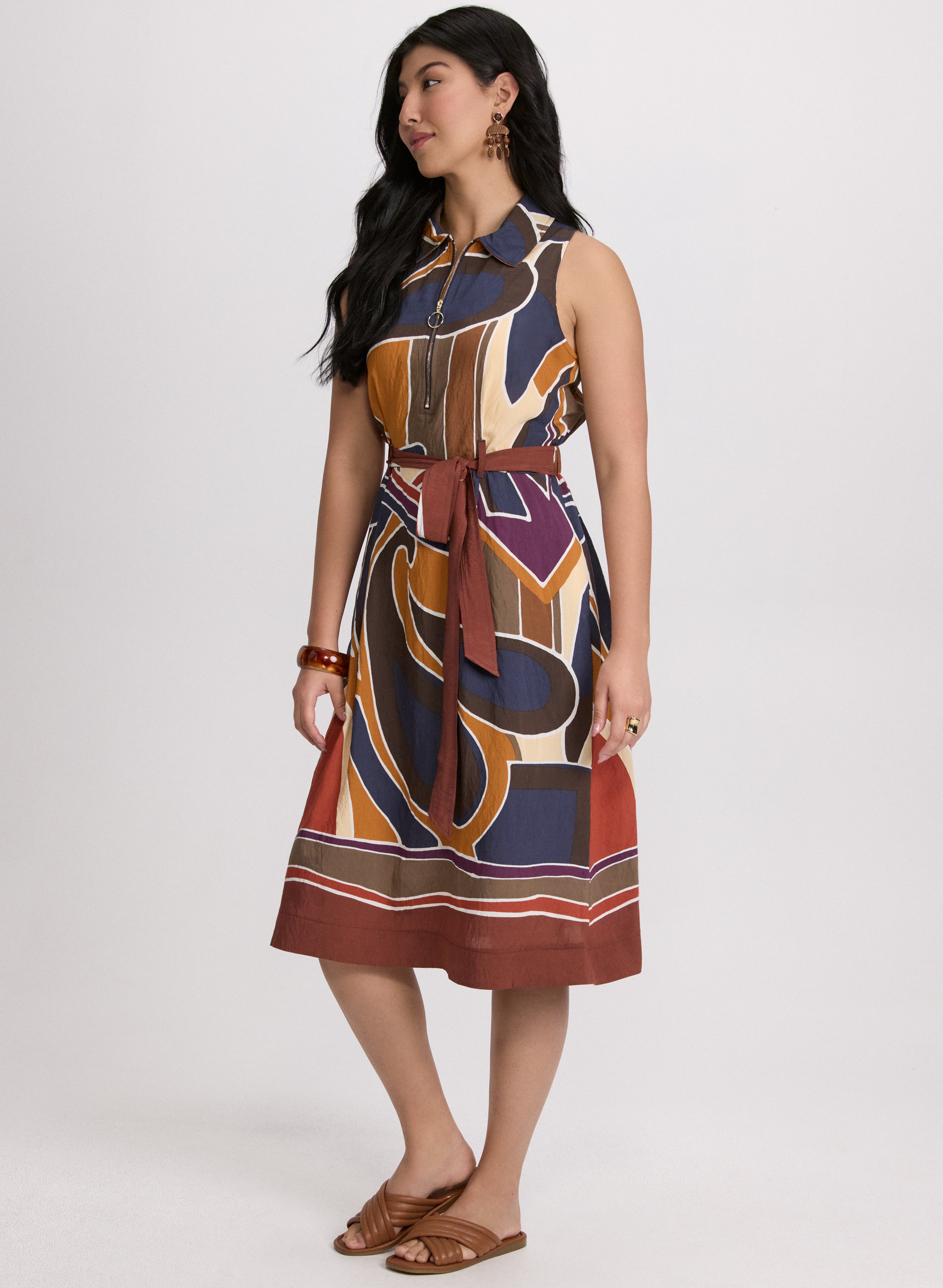 Abstract Zip-Front Dress