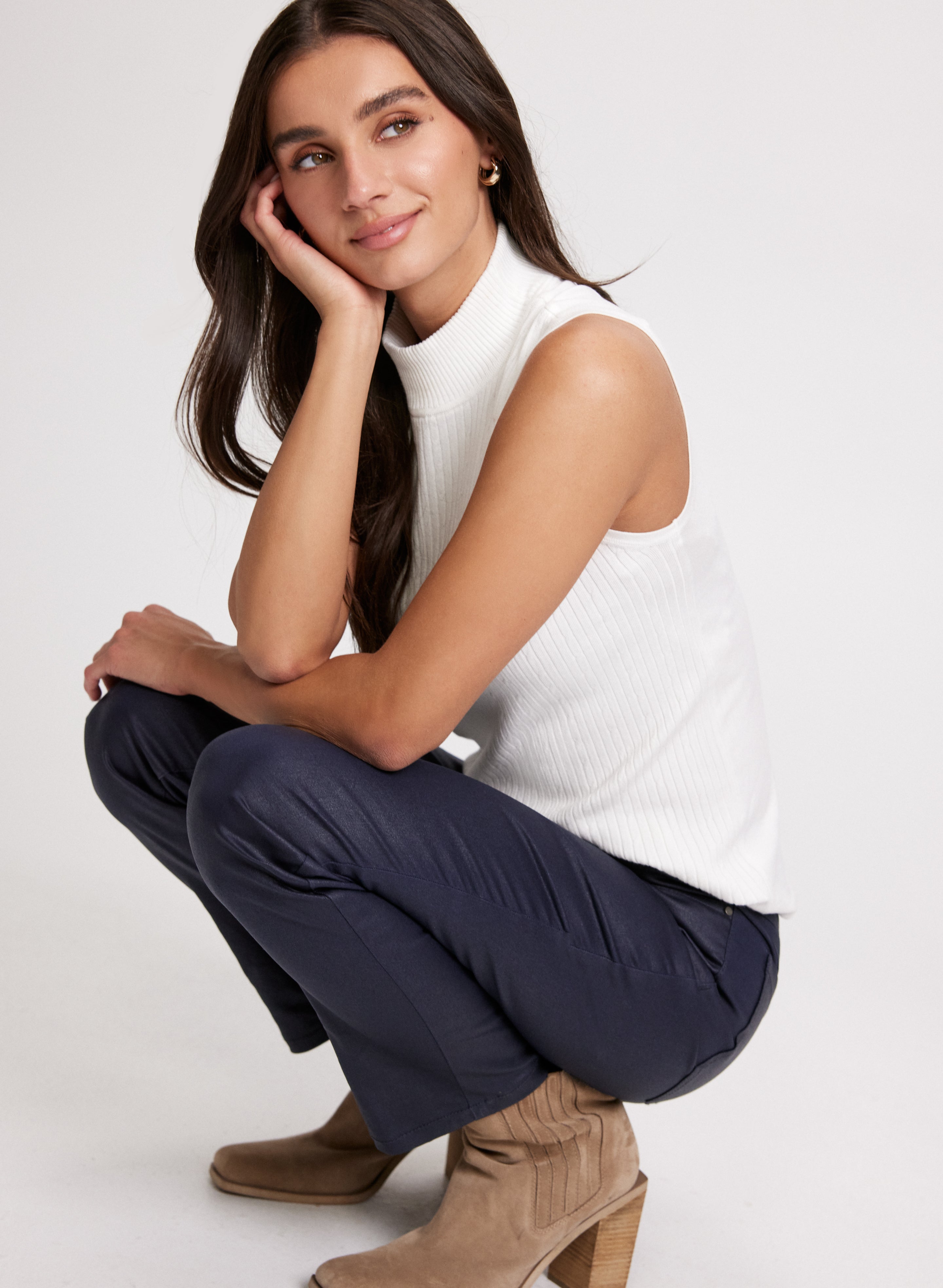 Coated Straight Leg Jeans