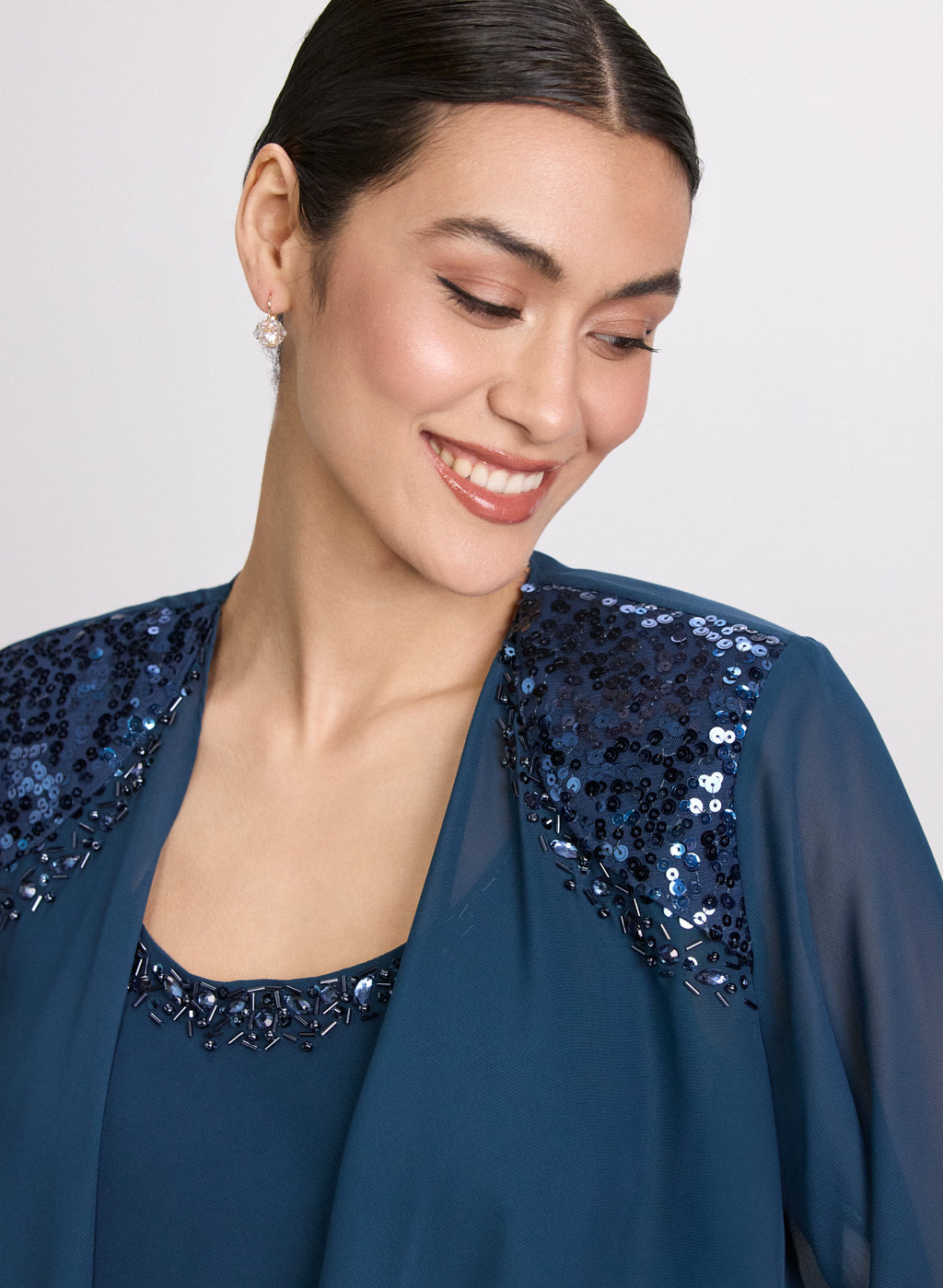 Chiffon Sequin Dress & Jacket Set
