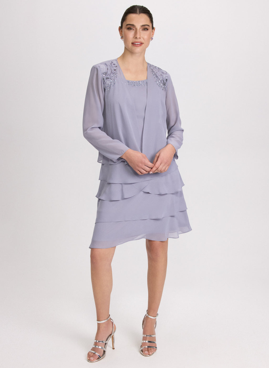 Chiffon Sequin Dress & Jacket Set