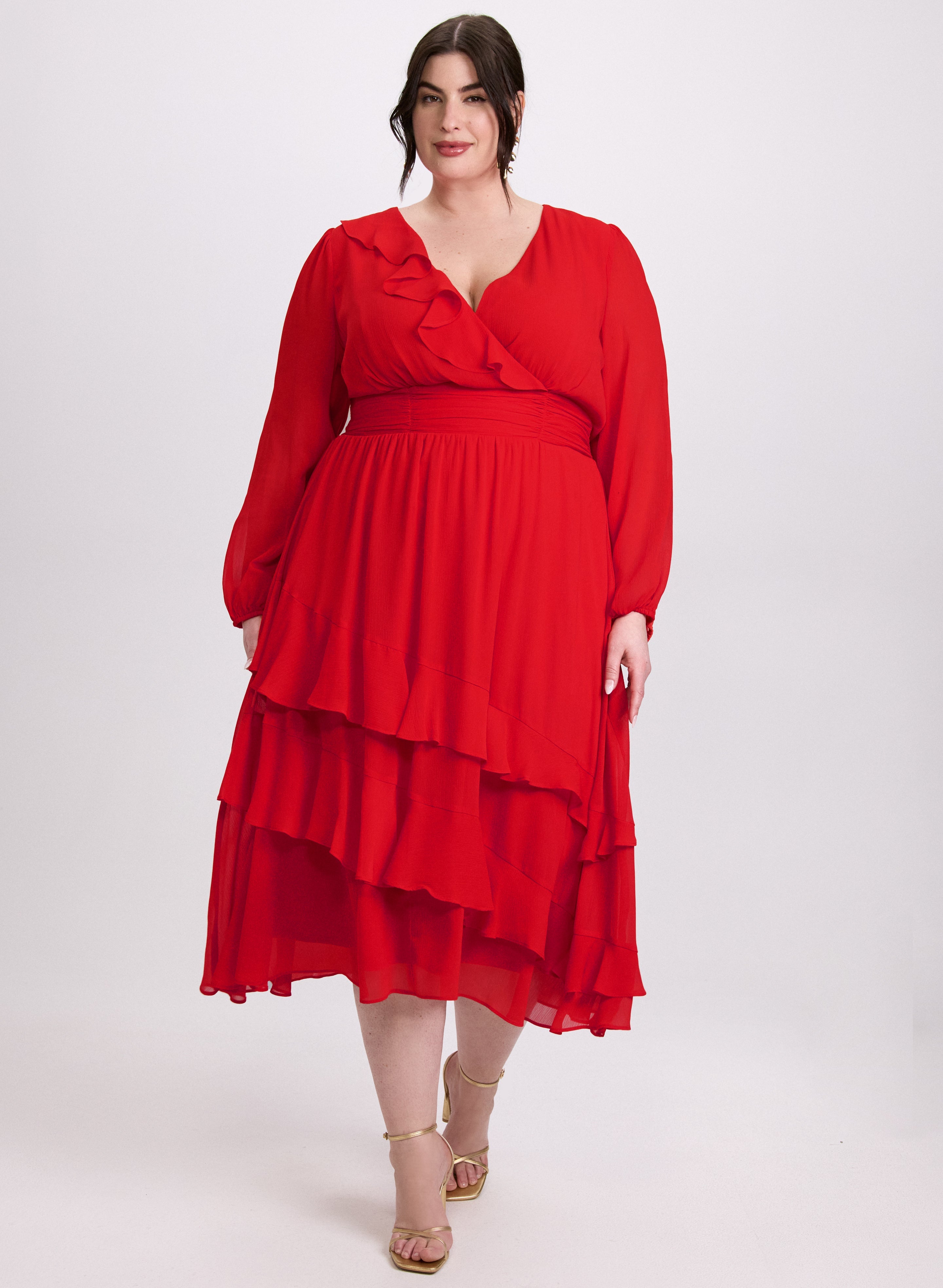 Asymmetric Ruffle Front Dress