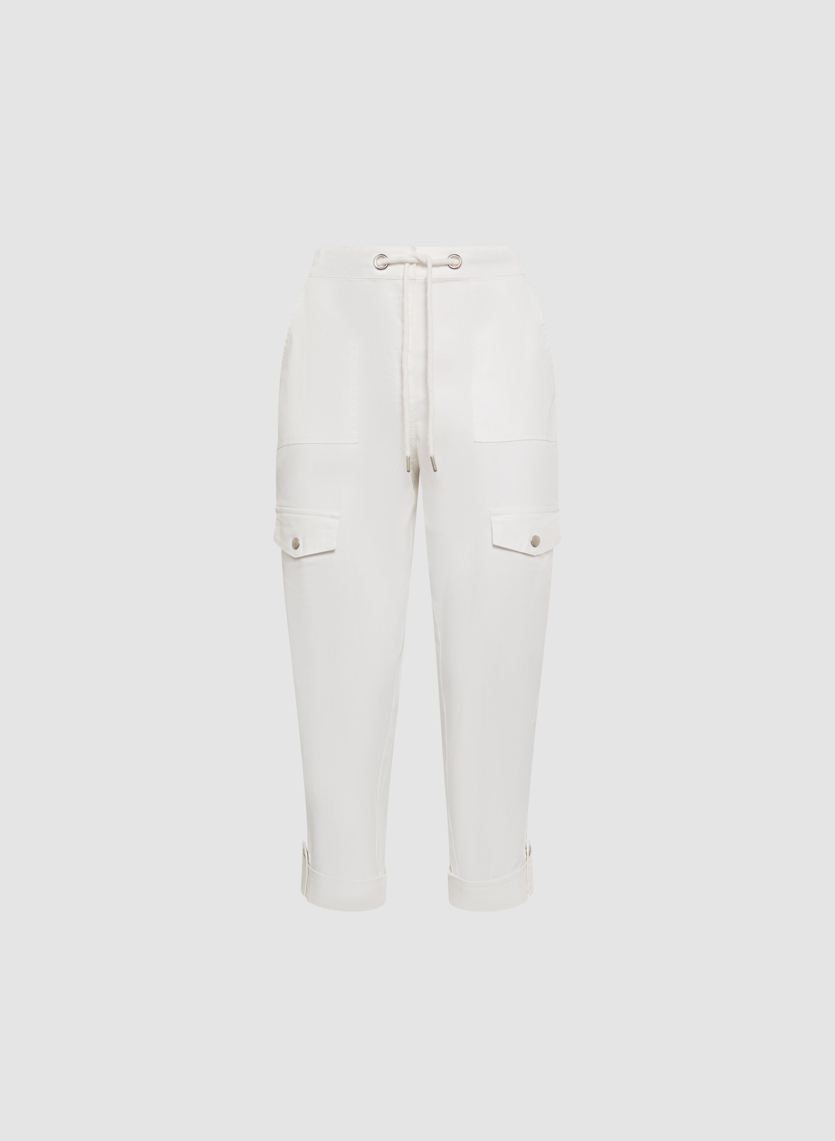 Cotton Drawstring Waist Cargo Capris