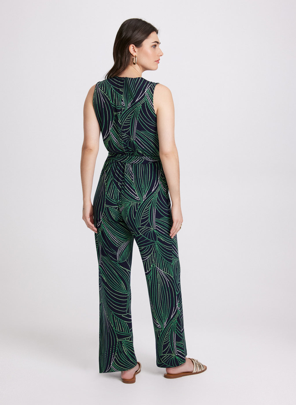 Abstract Leaf Print Jumpsuit