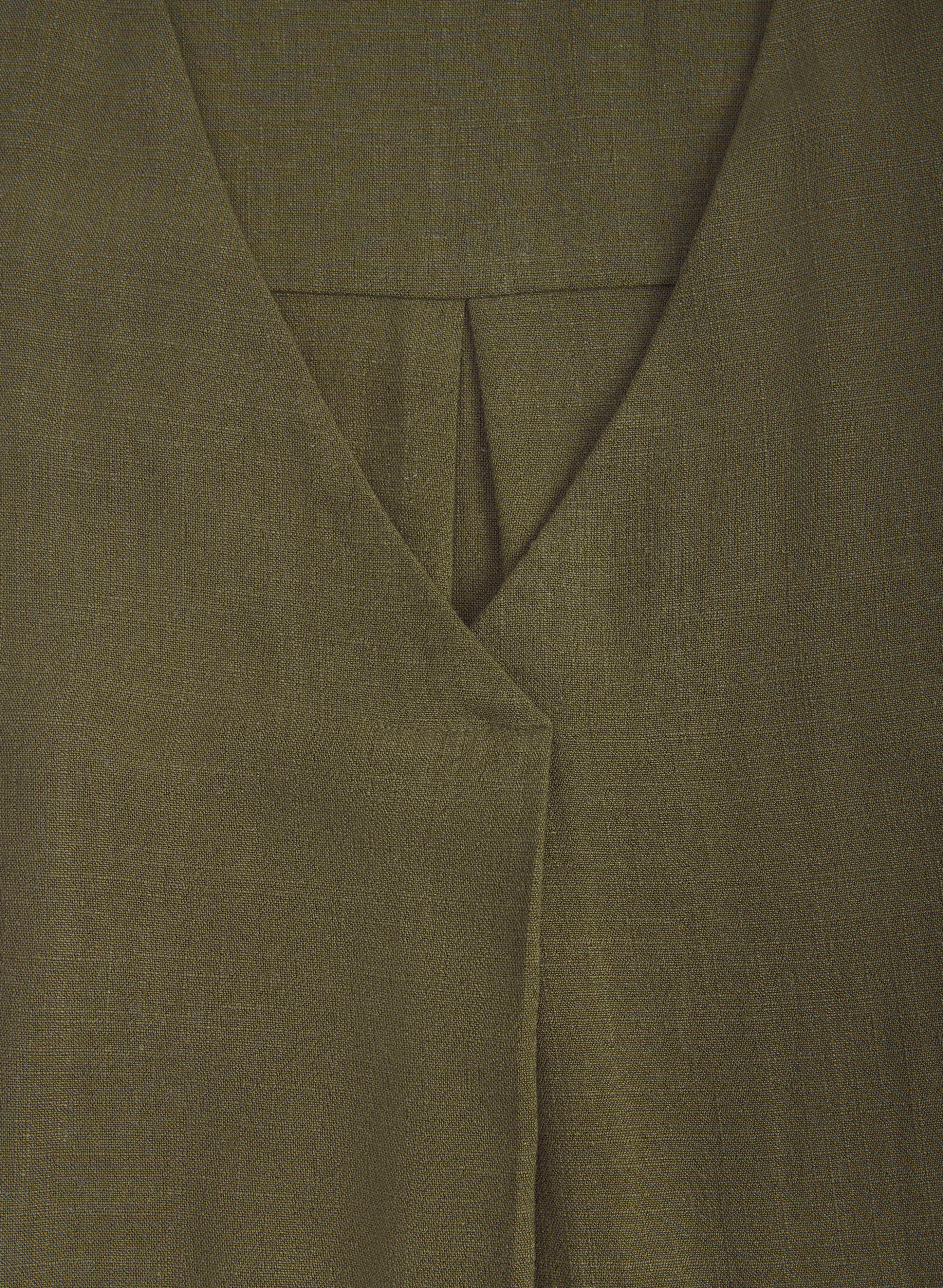 Belted Stretch Linen-Blend Dress