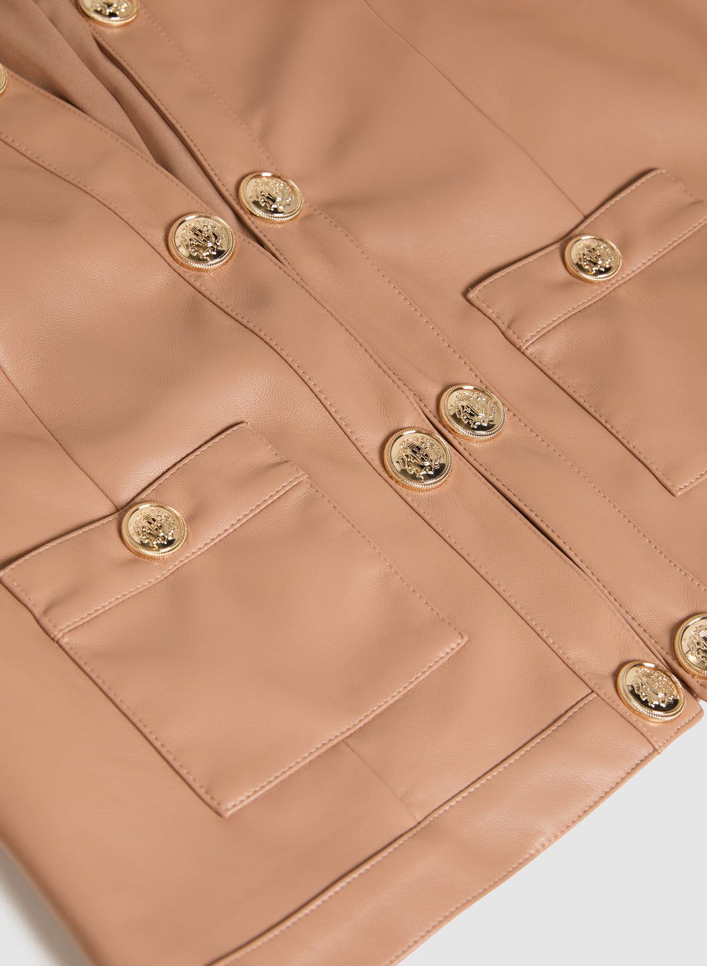 Collarless Vegan Leather Jacket