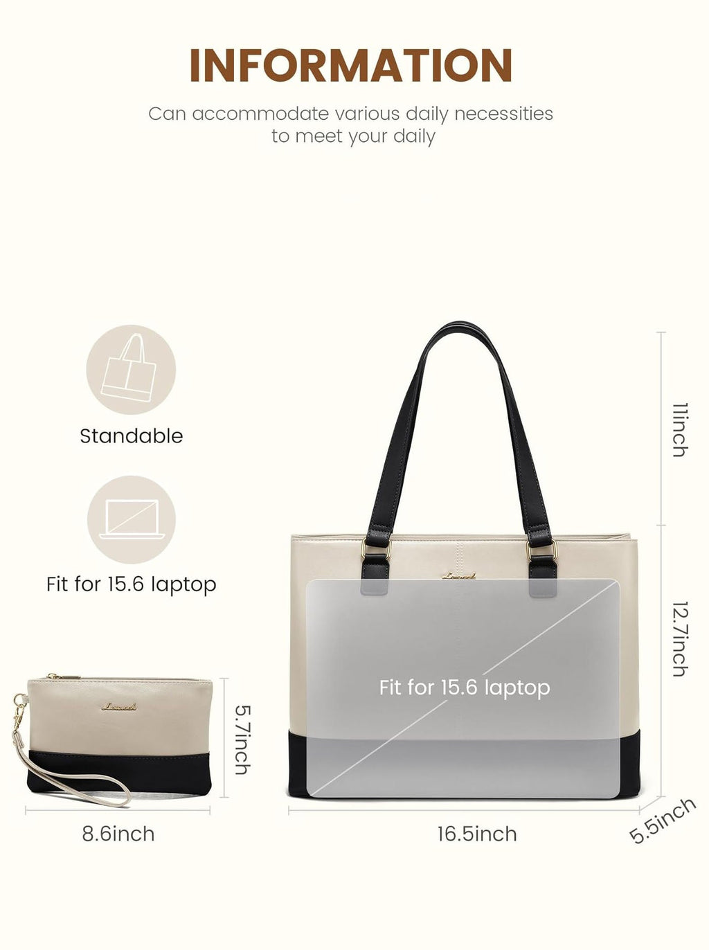 2Pcs Laptop Tote Bag, 15.6