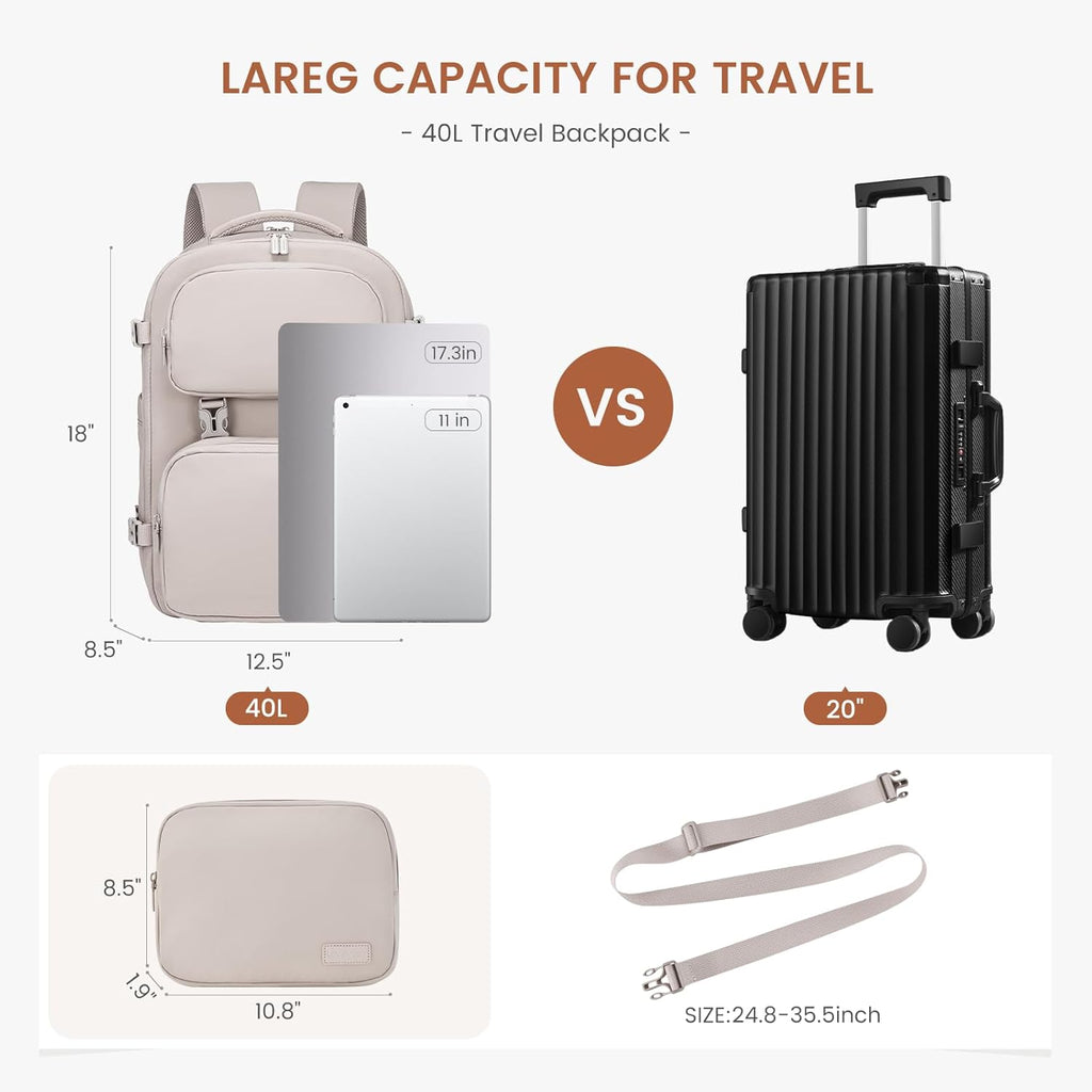 2Pcs Carry on Backpack, 40L 50L