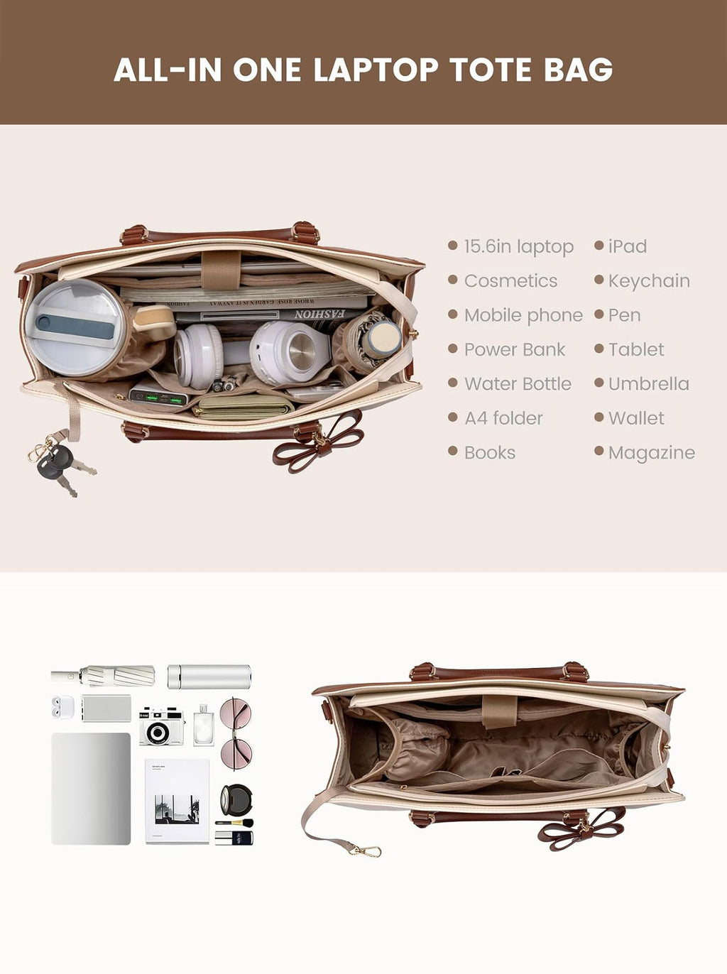 2Pcs Laptop Tote Bag, 15.6