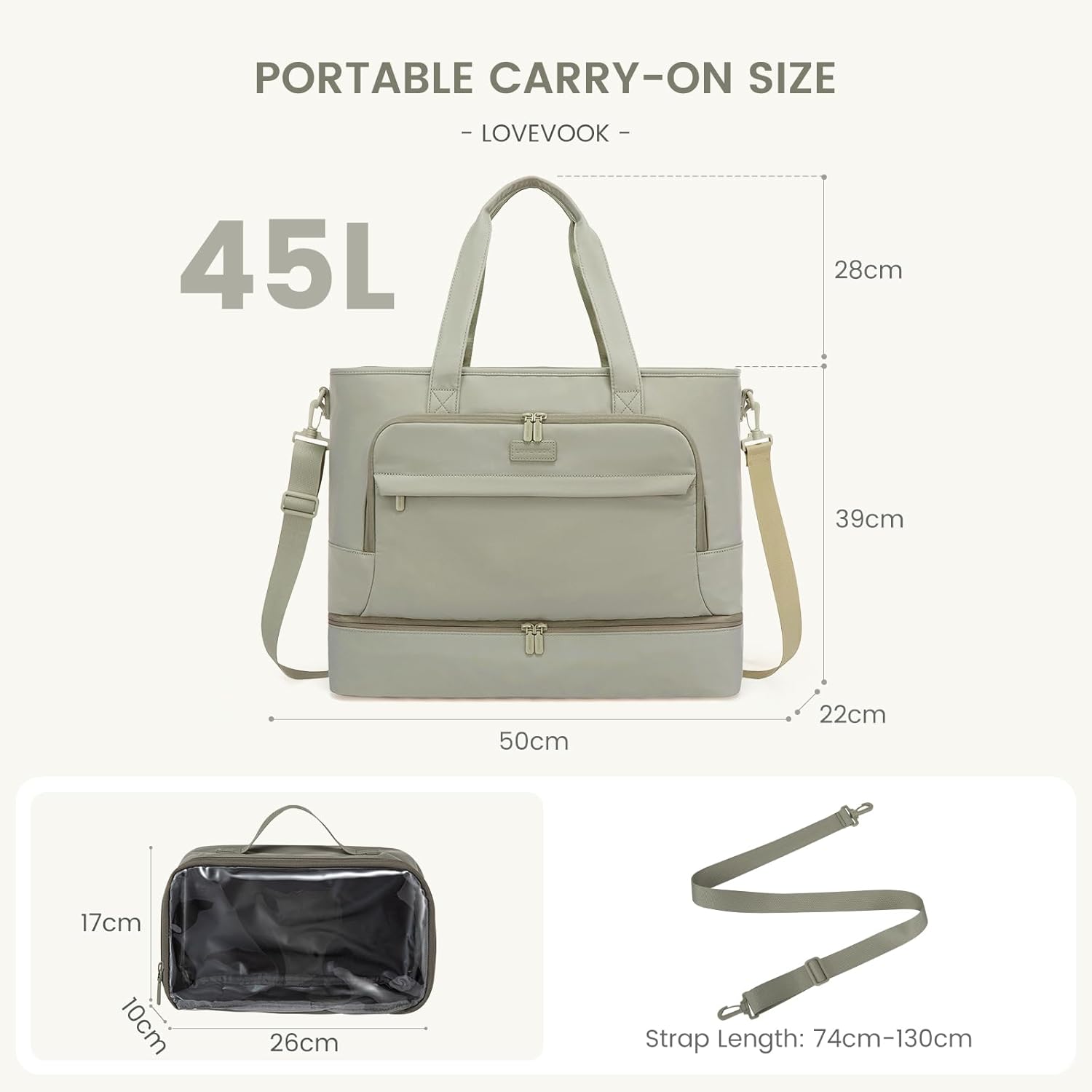 2Pcs Large Capacity Duffle Bag, 45L