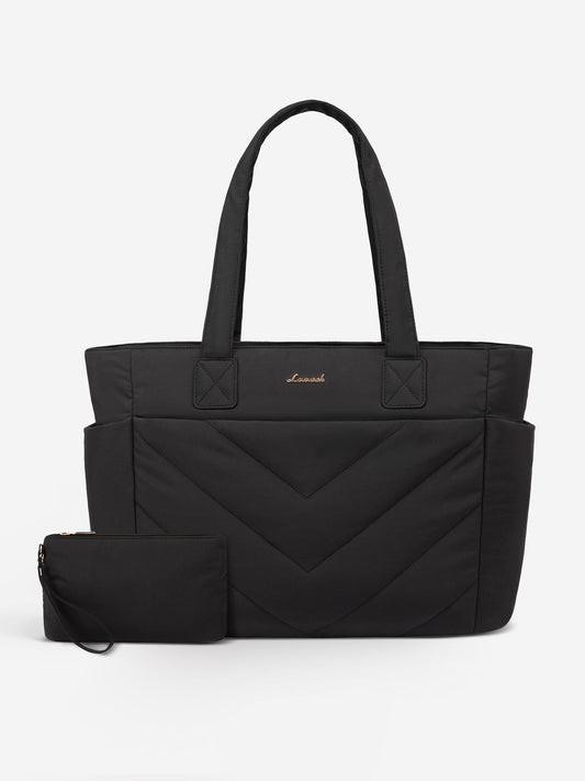 2Pcs Lightweight Puffy Tote Bag, 15.6” 17.3