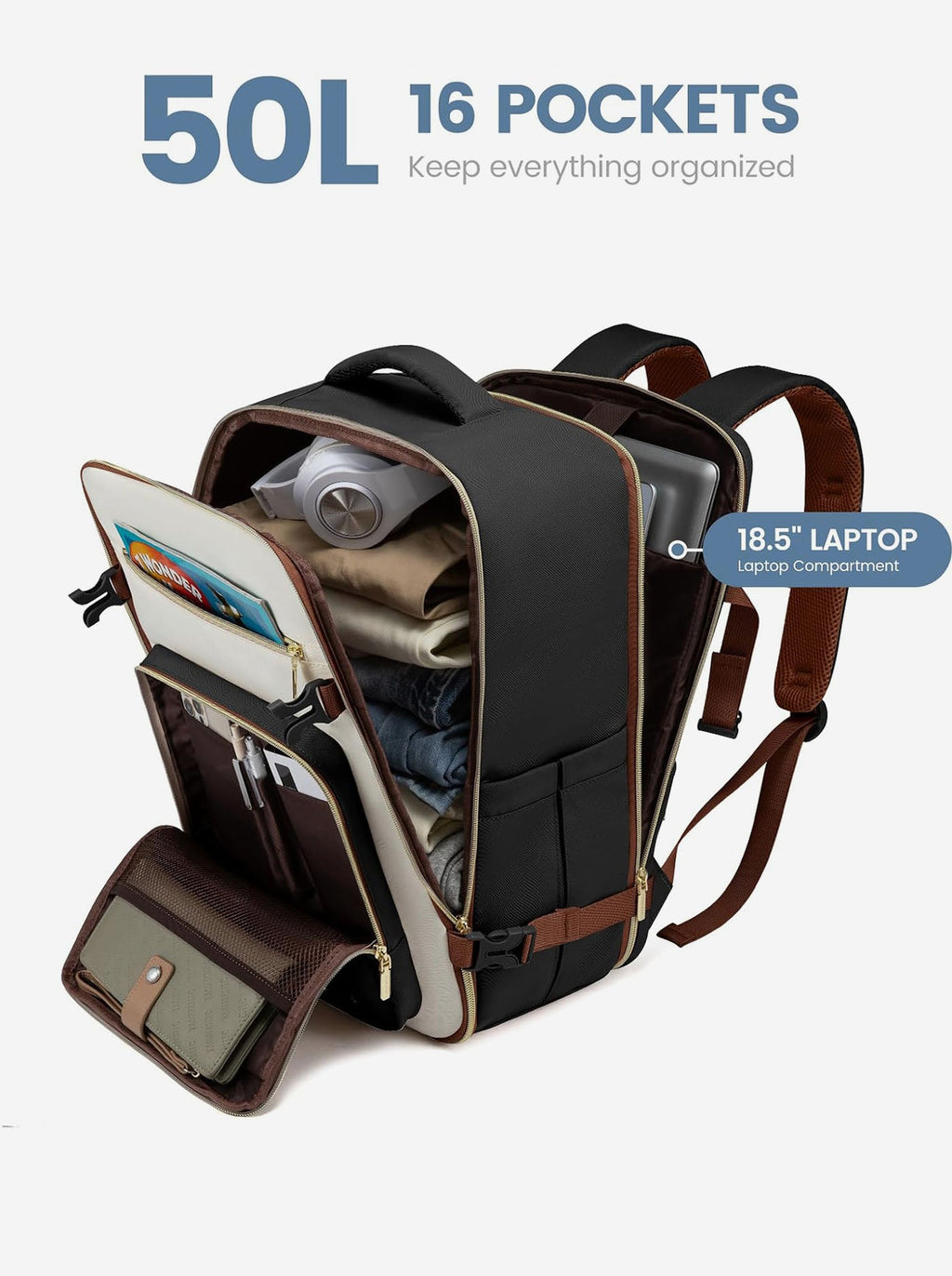 4Pcs Travel Backpack, 40L 50L