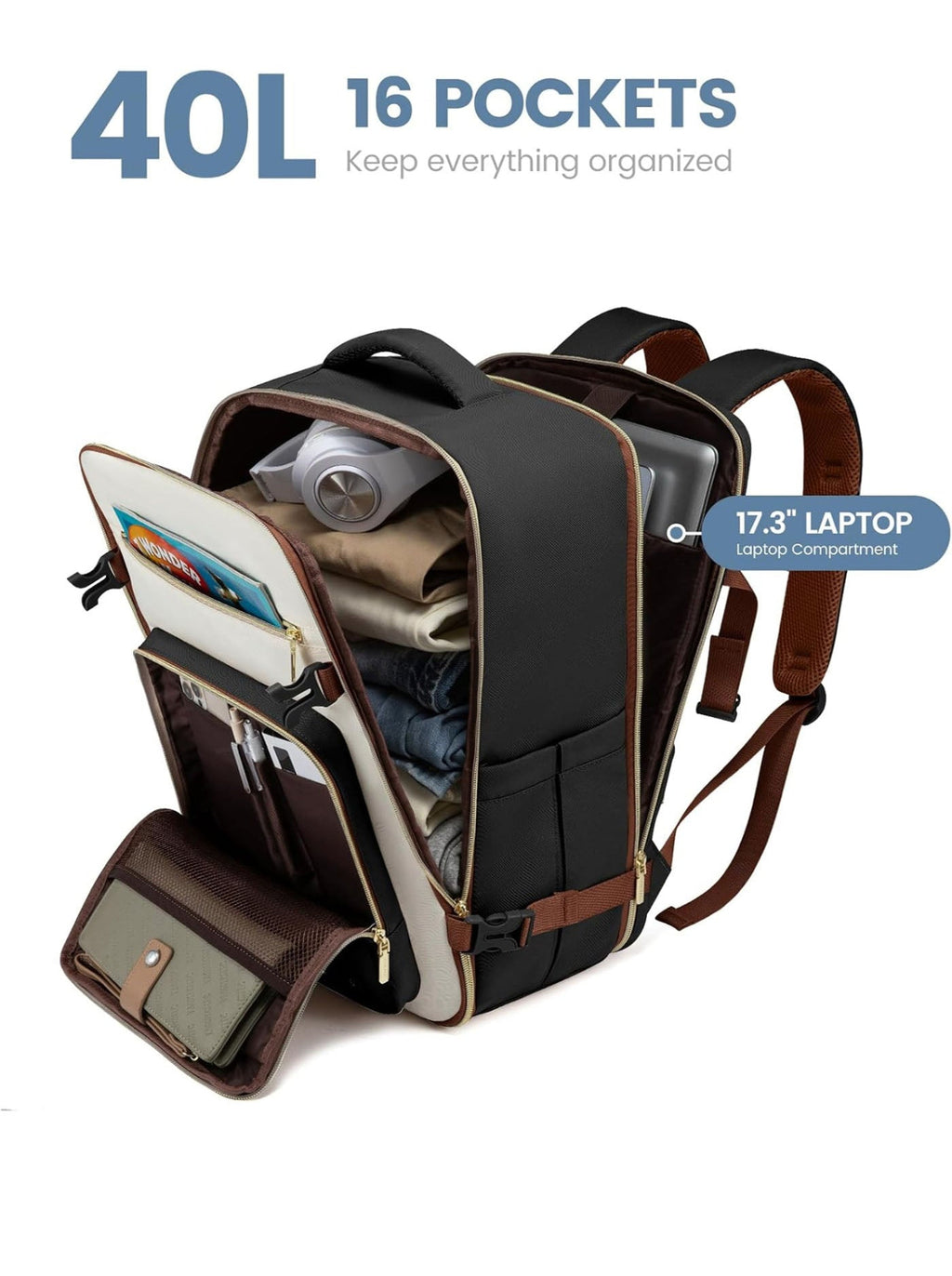 4Pcs Travel Backpack, 40L 50L