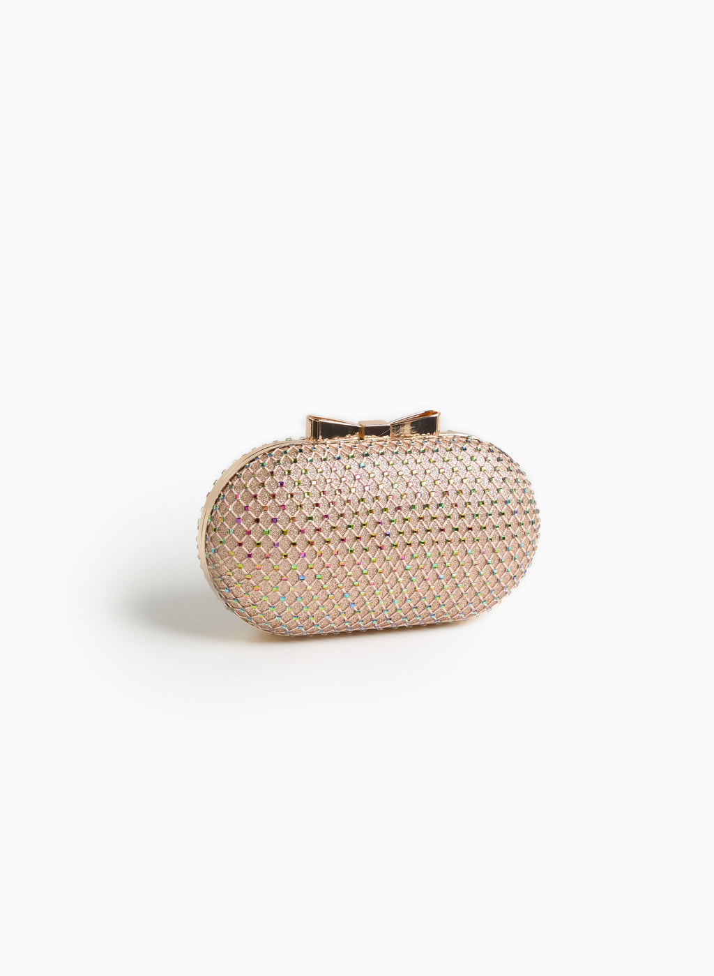 Beaded Mesh Oval Clutch