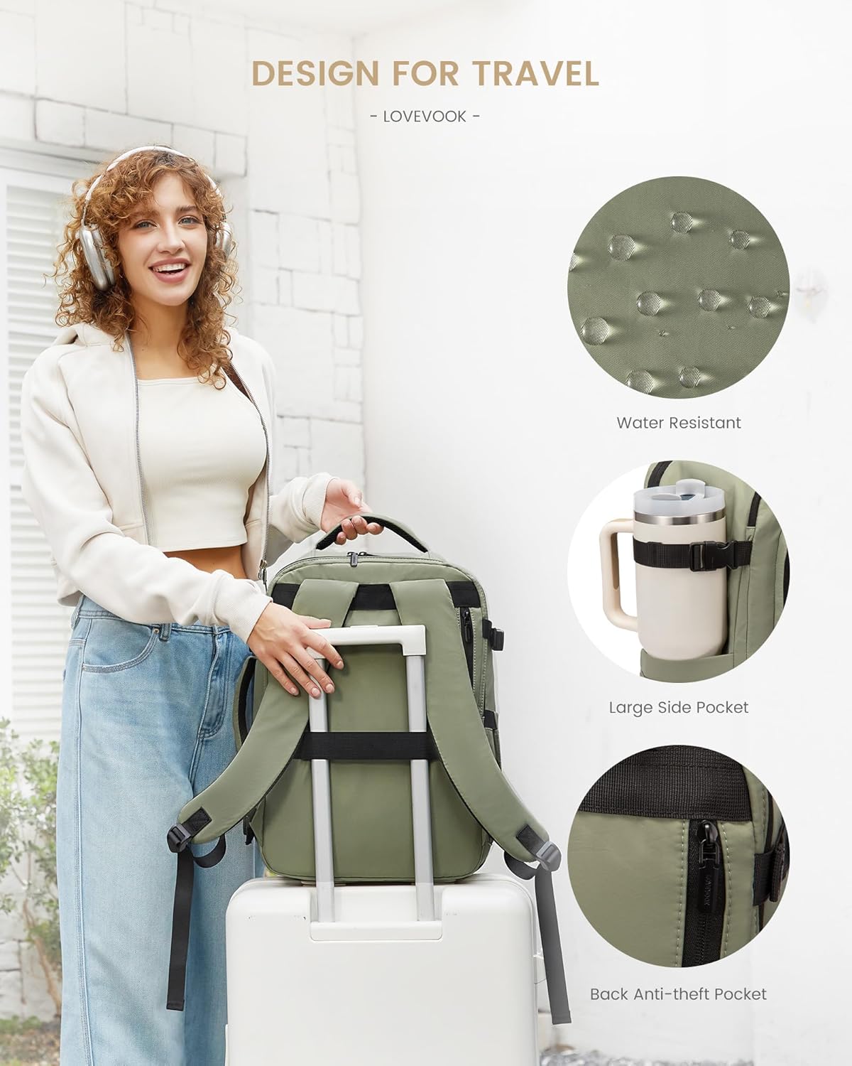 4Pcs Travel Backpack, 30-50L