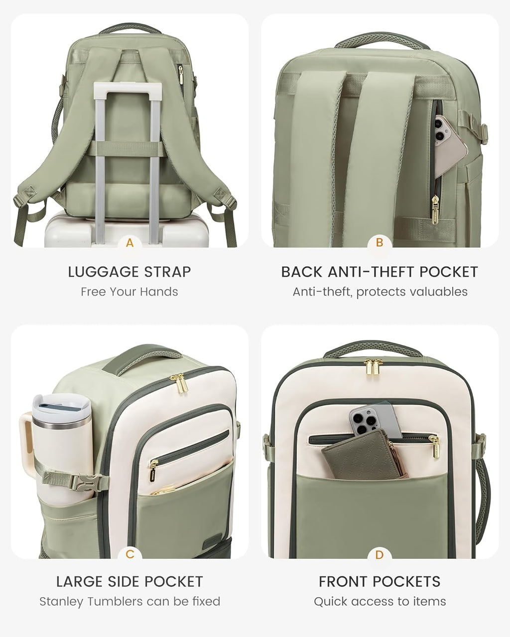 3Pcs Travel Backpack, 40L 50L
