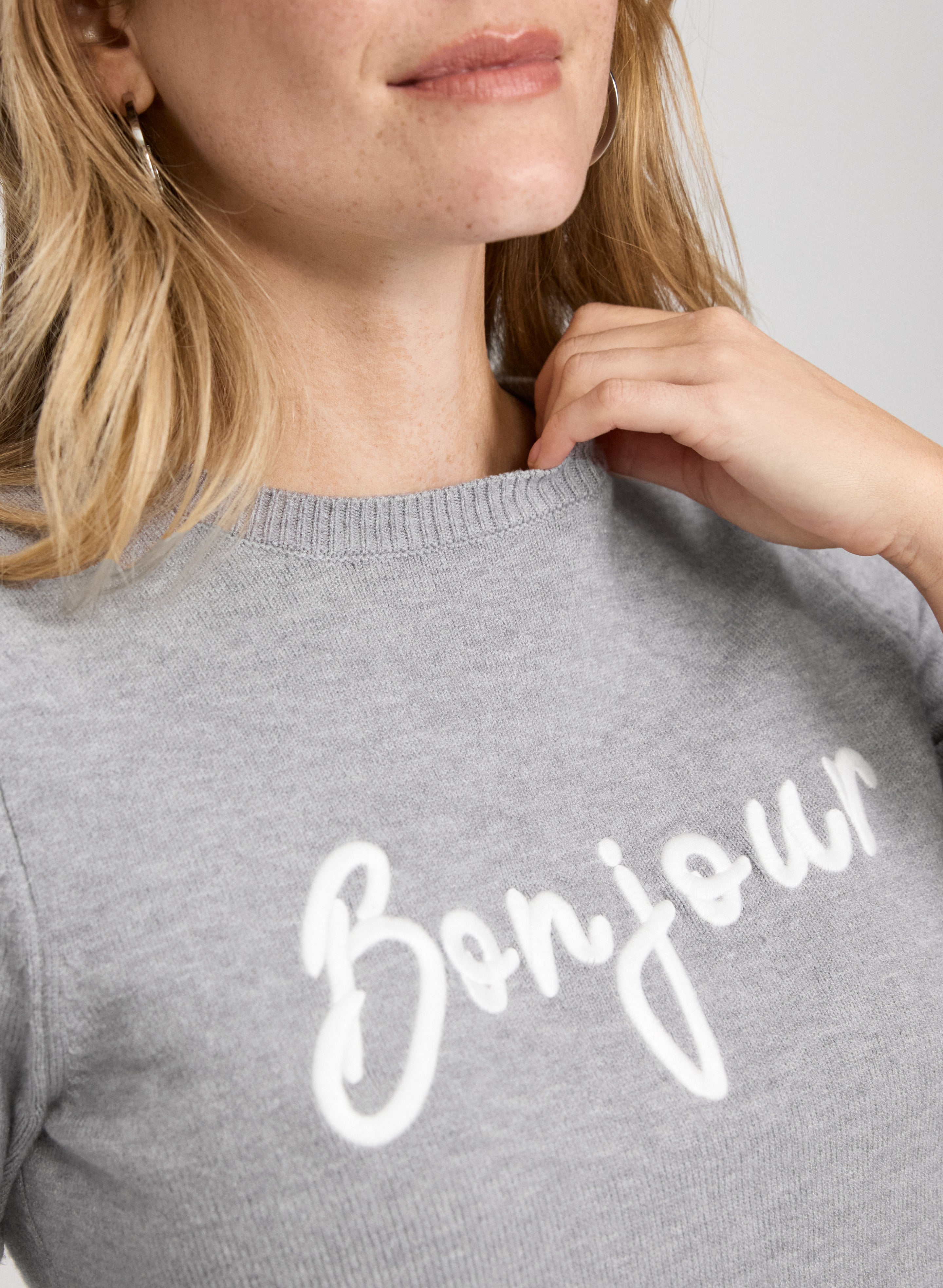 'Bonjour' Knit Pullover