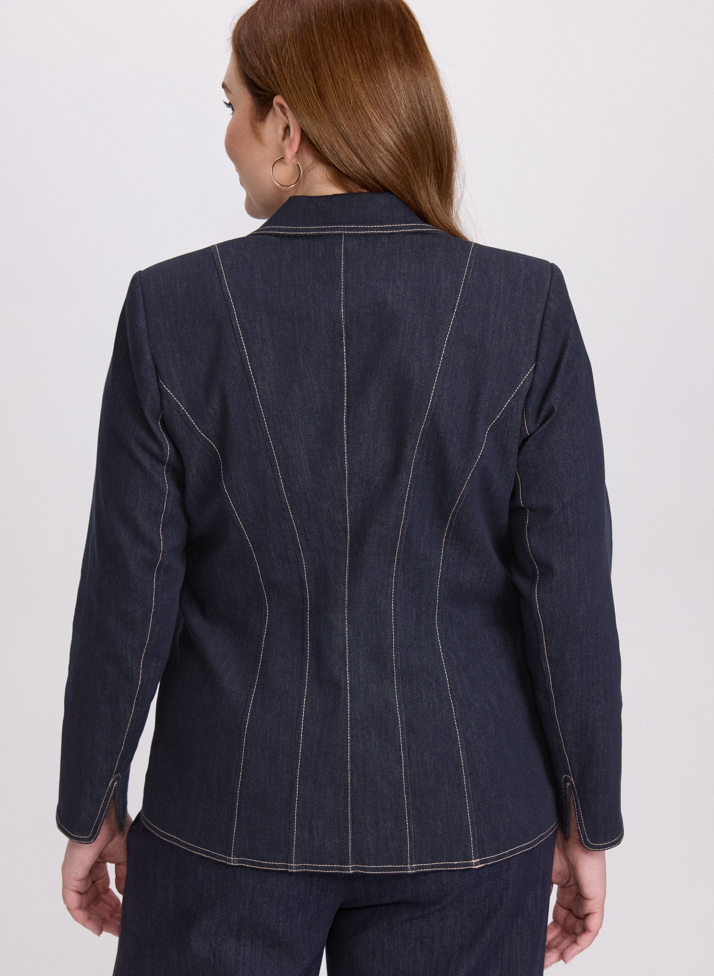 Contrast Stitch Denim Blazer
