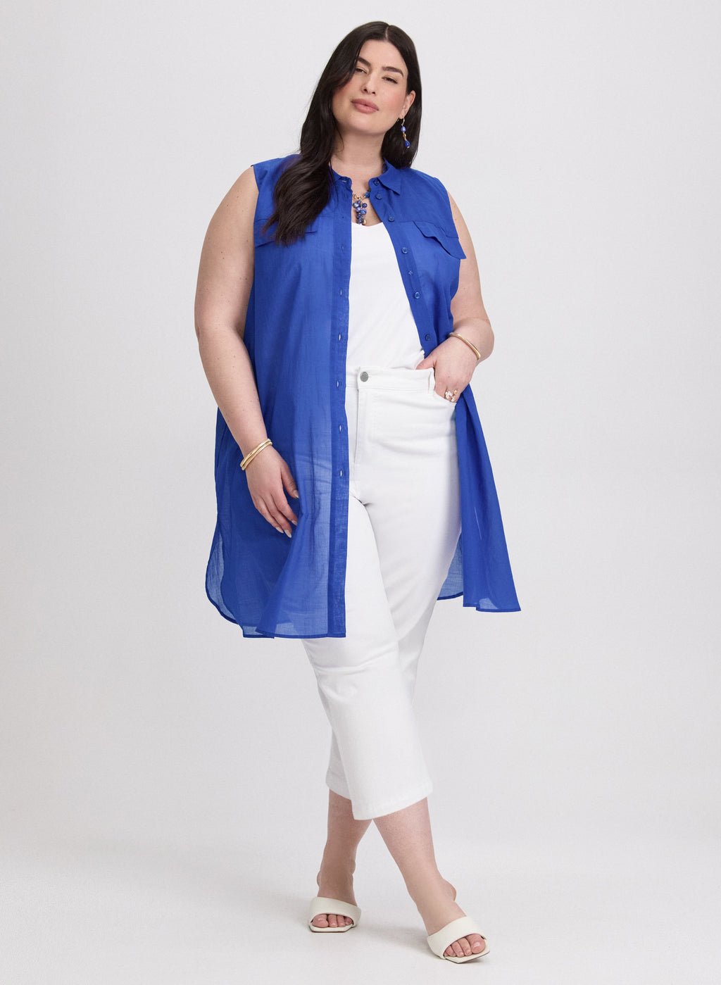 Button-Down Cotton Voile Blouse