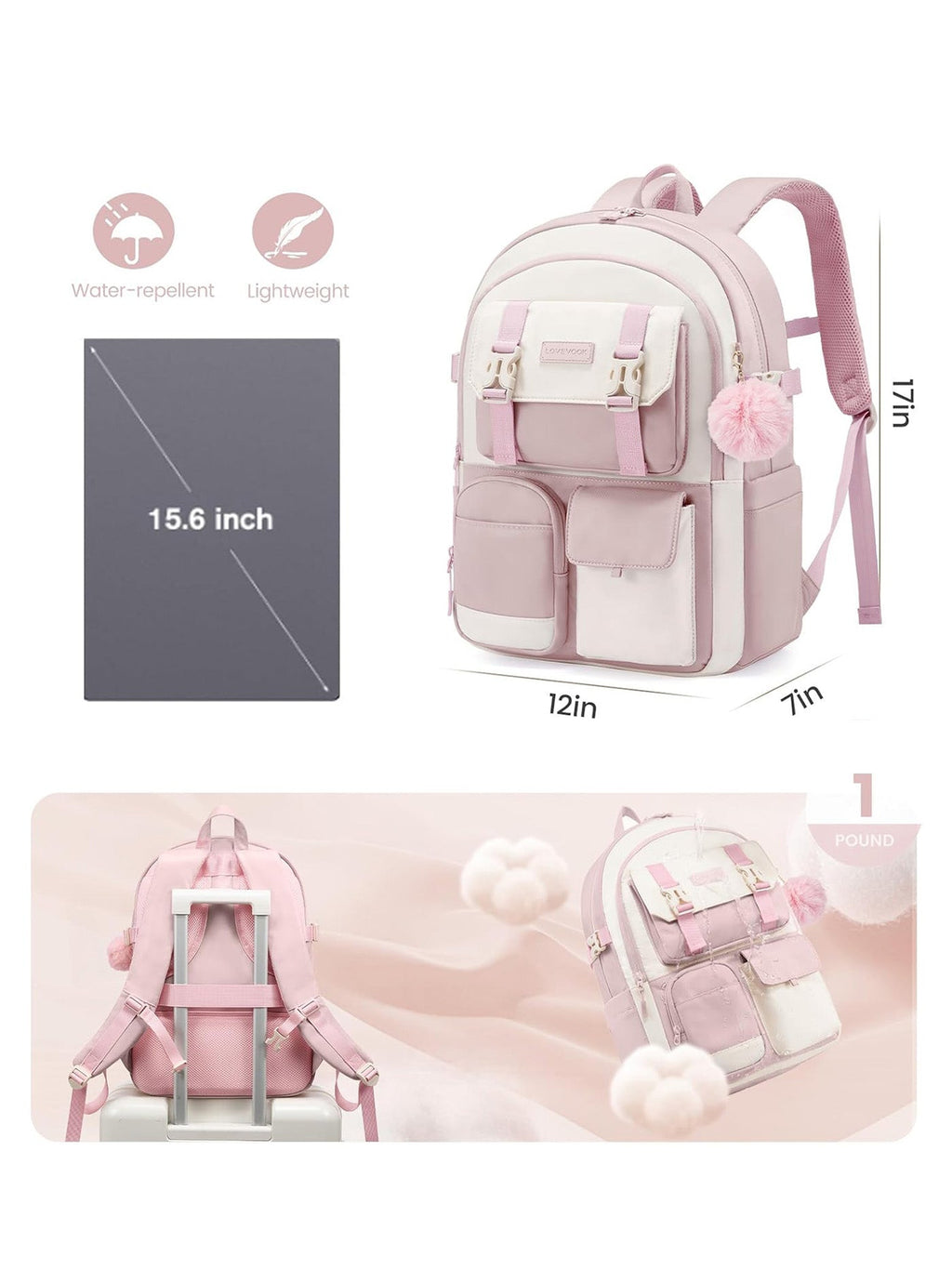 Cute School Backpack, 15.6, 4632