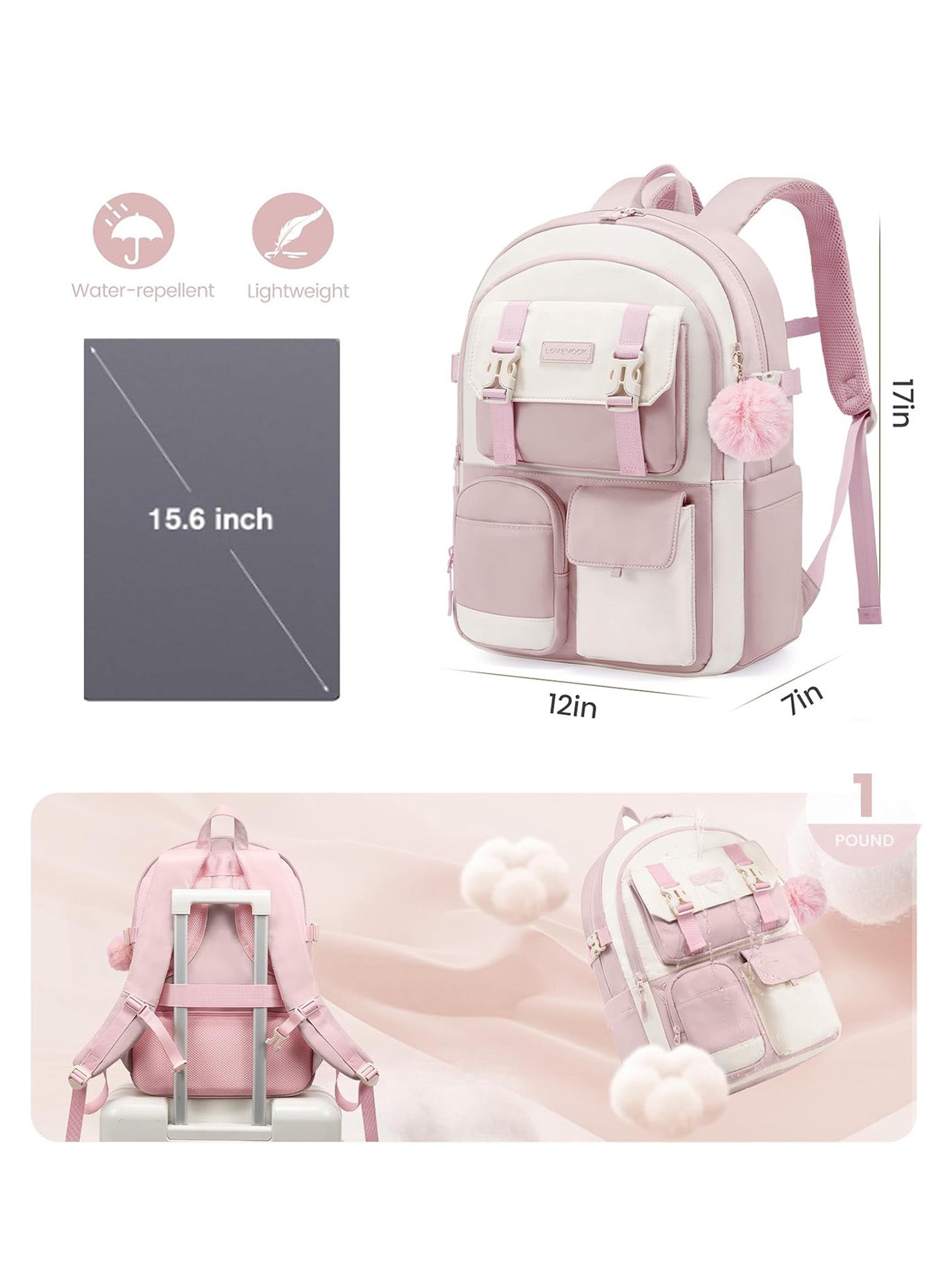 Cute School Backpack, 15.6, 4632