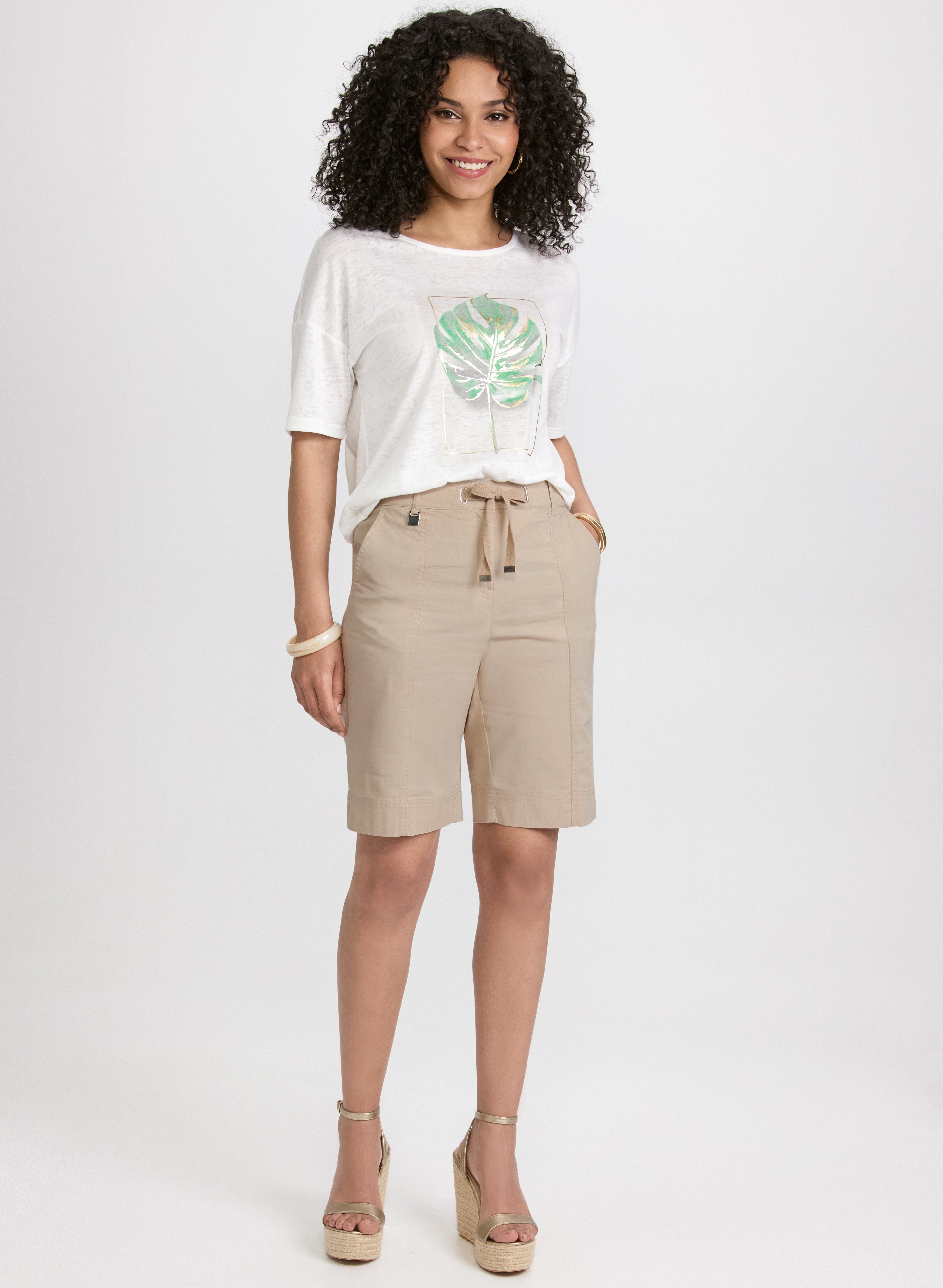 Cotton-Blend Drawstring Shorts