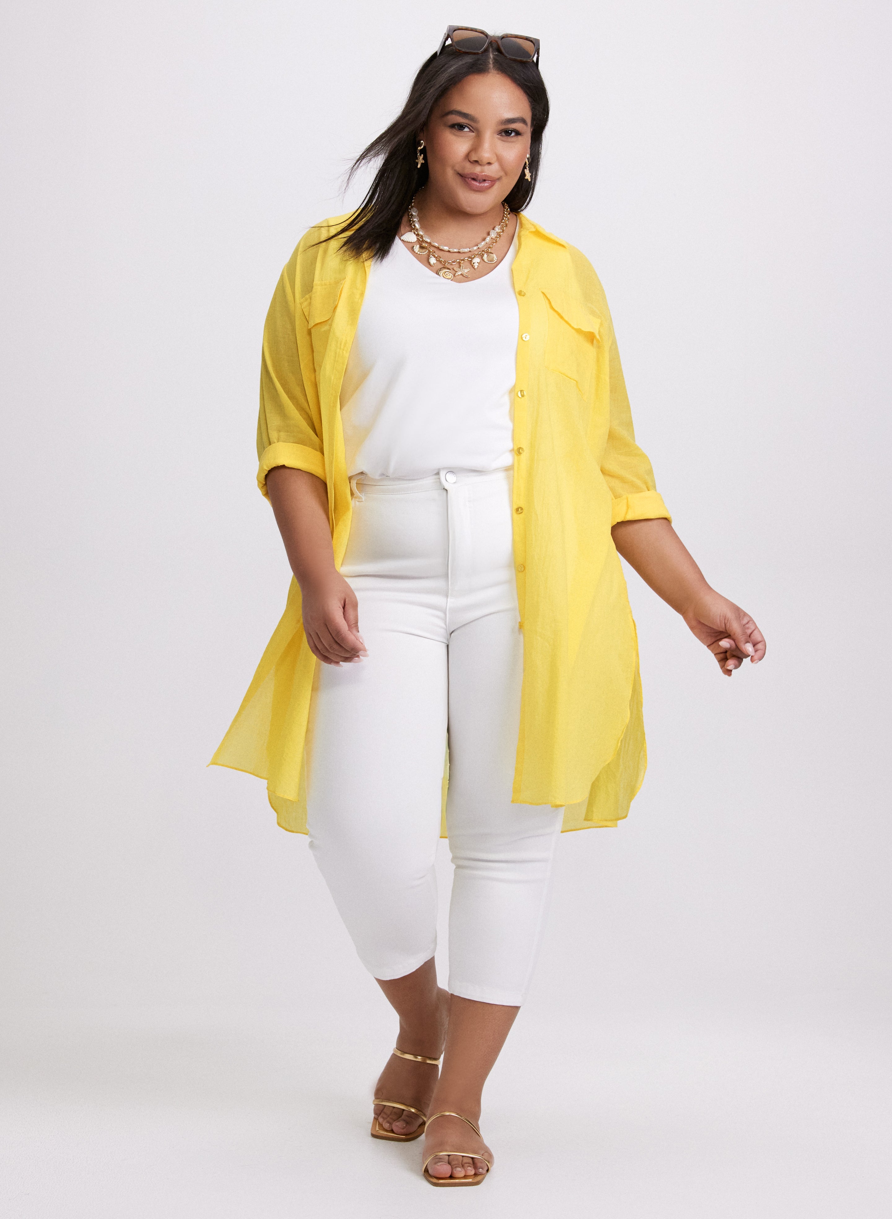 Button-Down Tunic Blouse