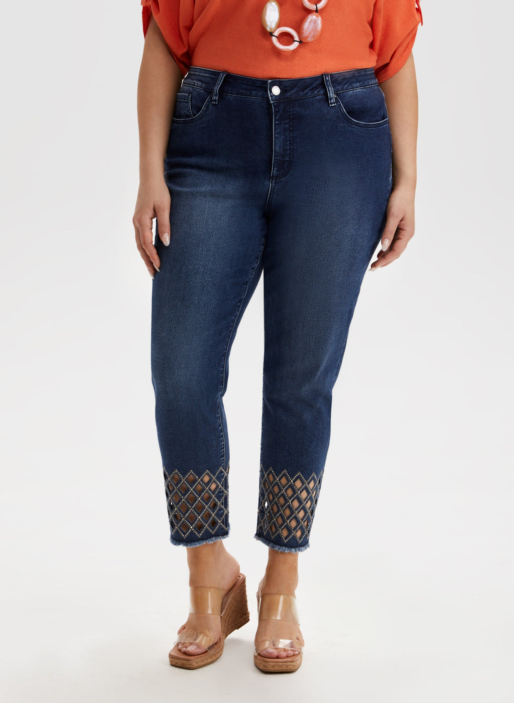Diamond Cutout Slim Leg Jeans