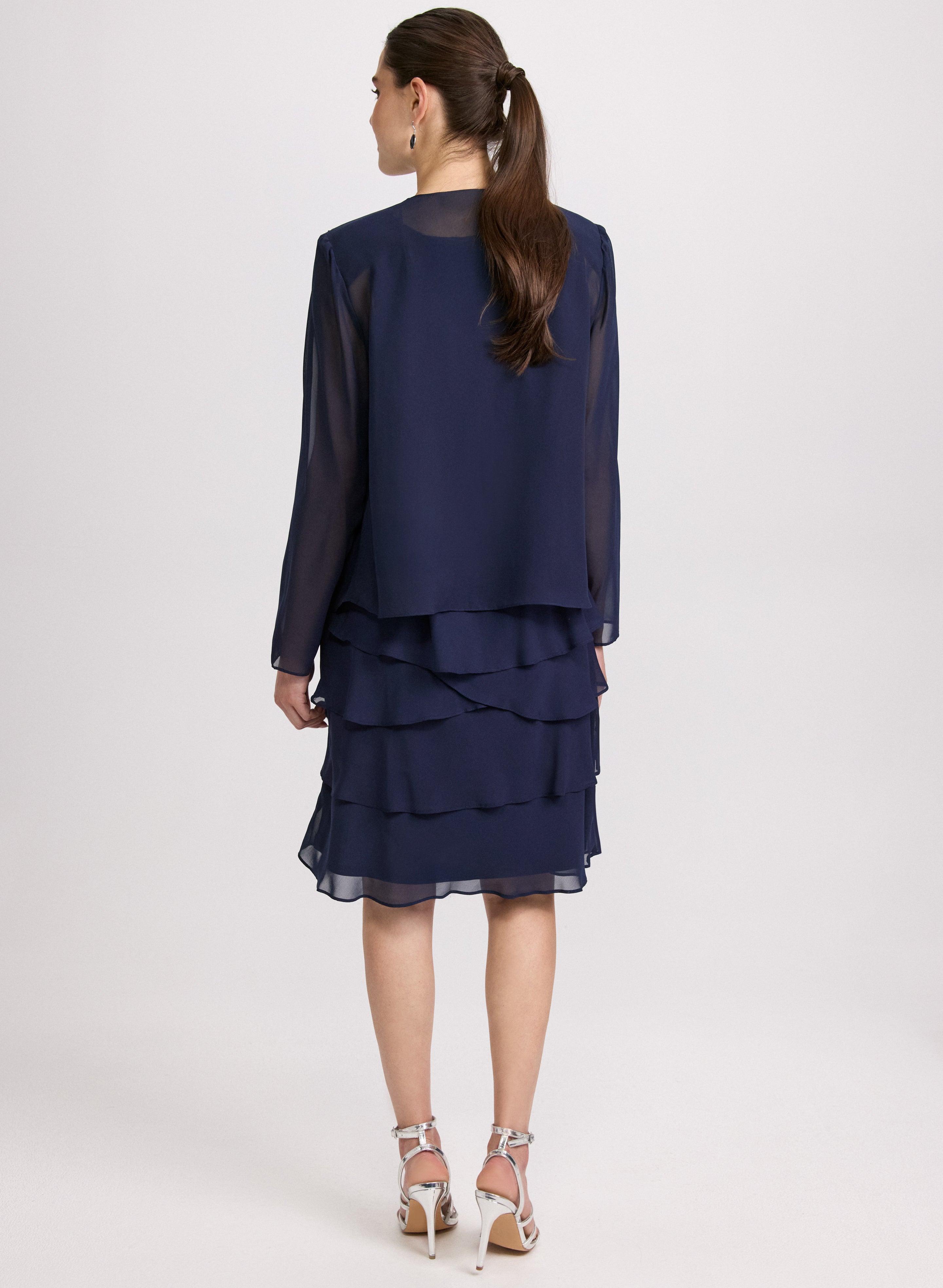 Chiffon Sequin Dress & Jacket Set