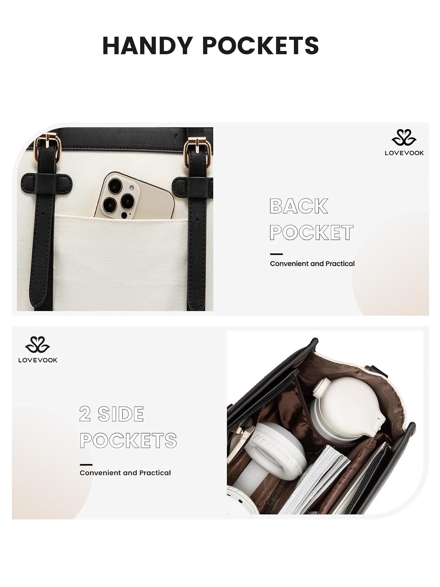 2Pcs Canvas Laptop Tote Bag, 15.6