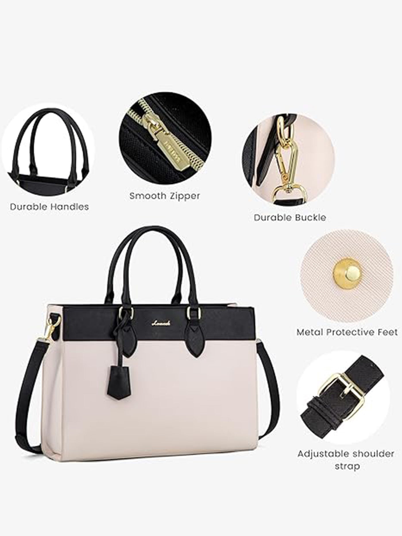 2Pcs Leather Computer Bag, 15.6 17.3