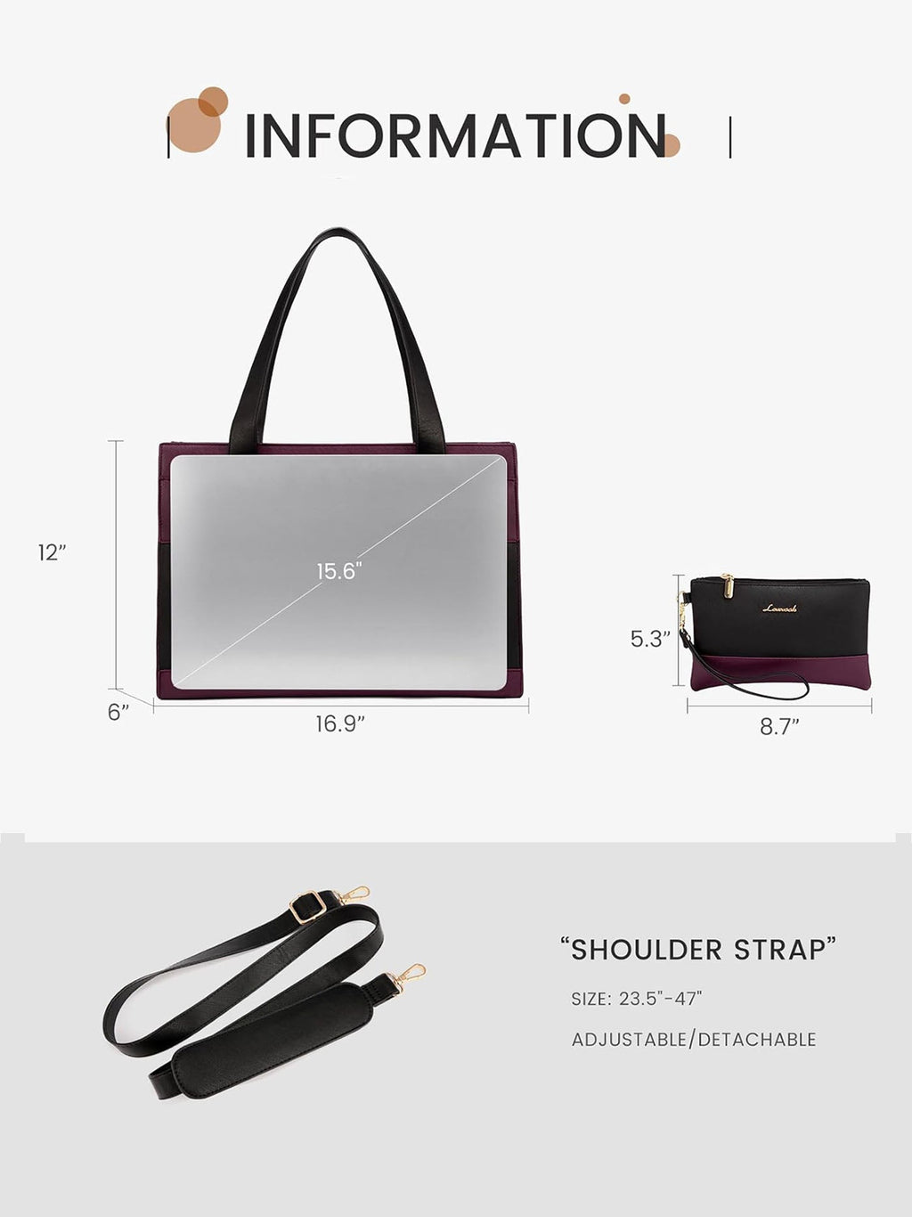 2Pcs Aphrodite Tote Bag, 15.6