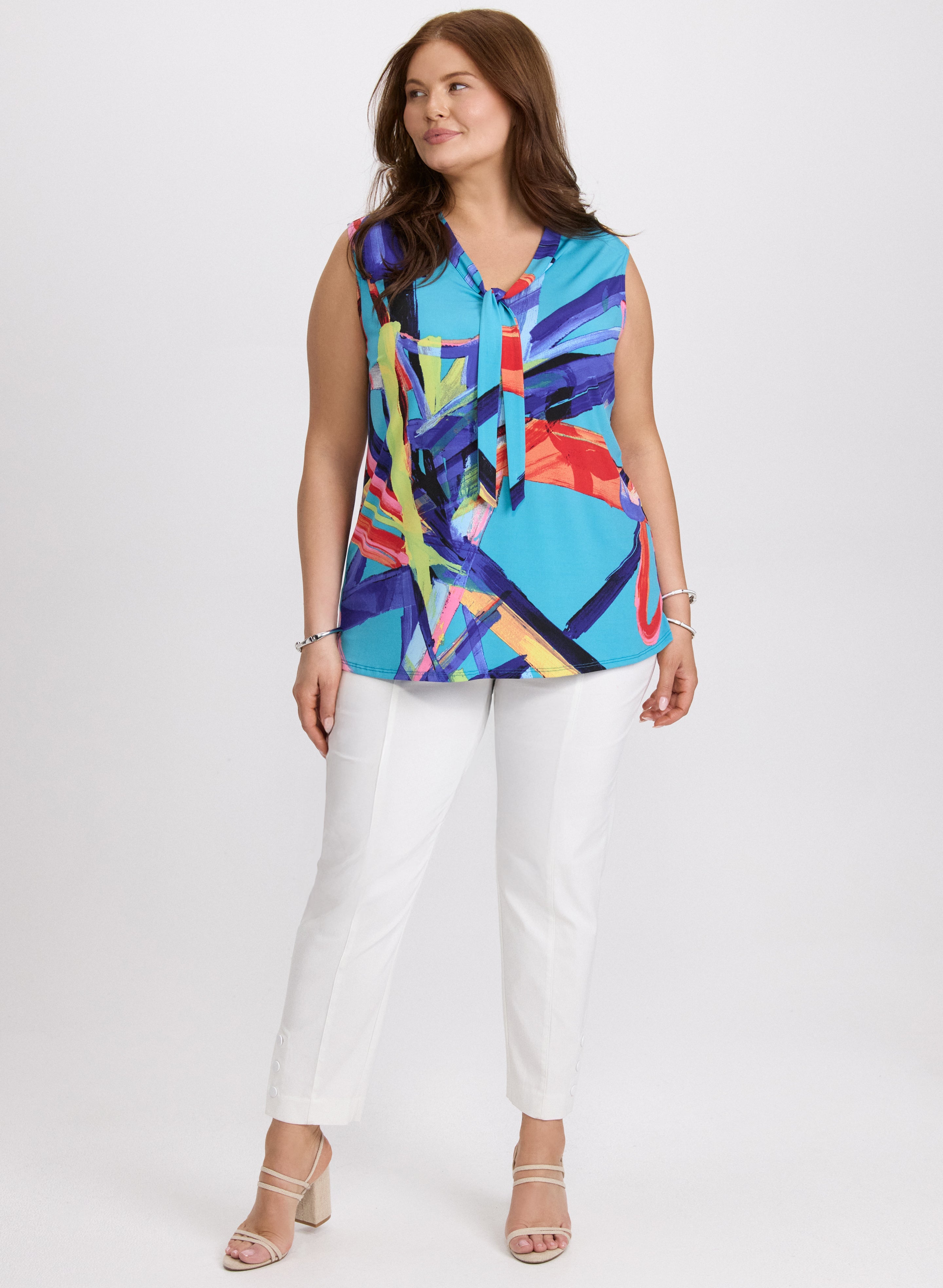 Abstract Tie-Neck Top