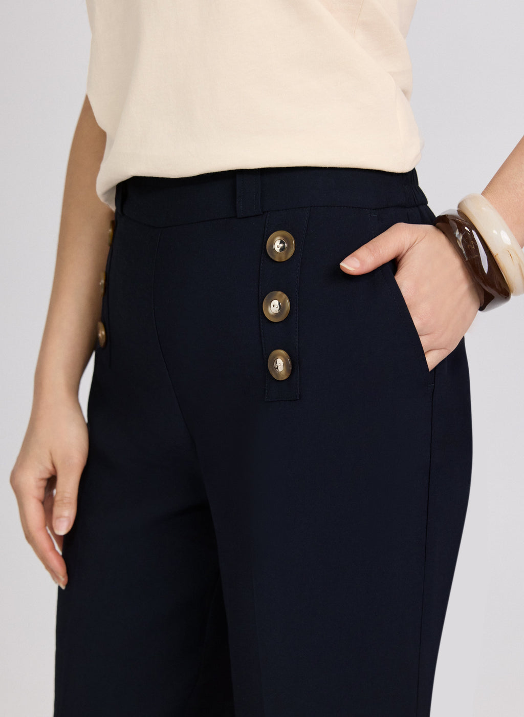 Button Detail Capris