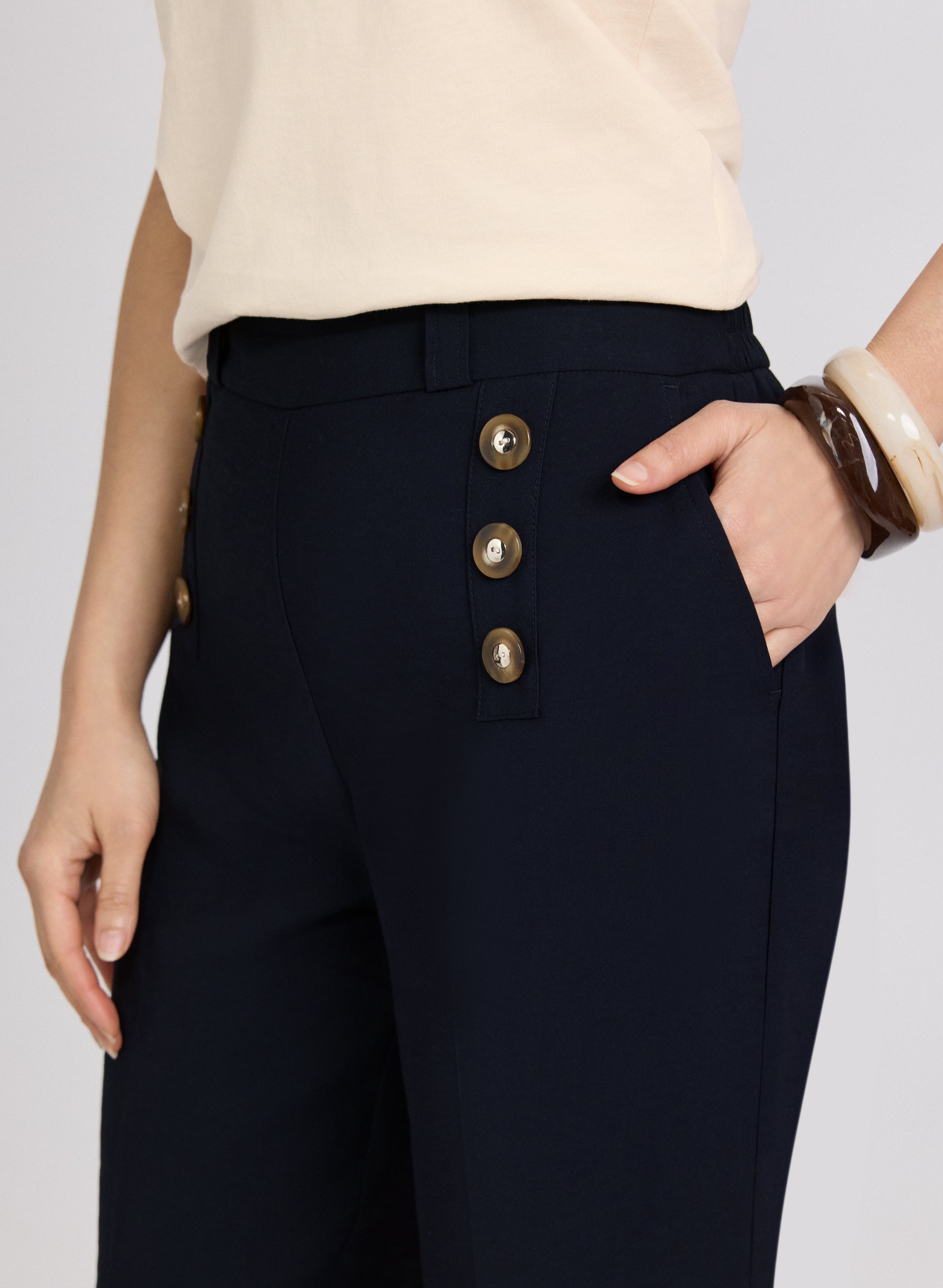 Button Detail Capris