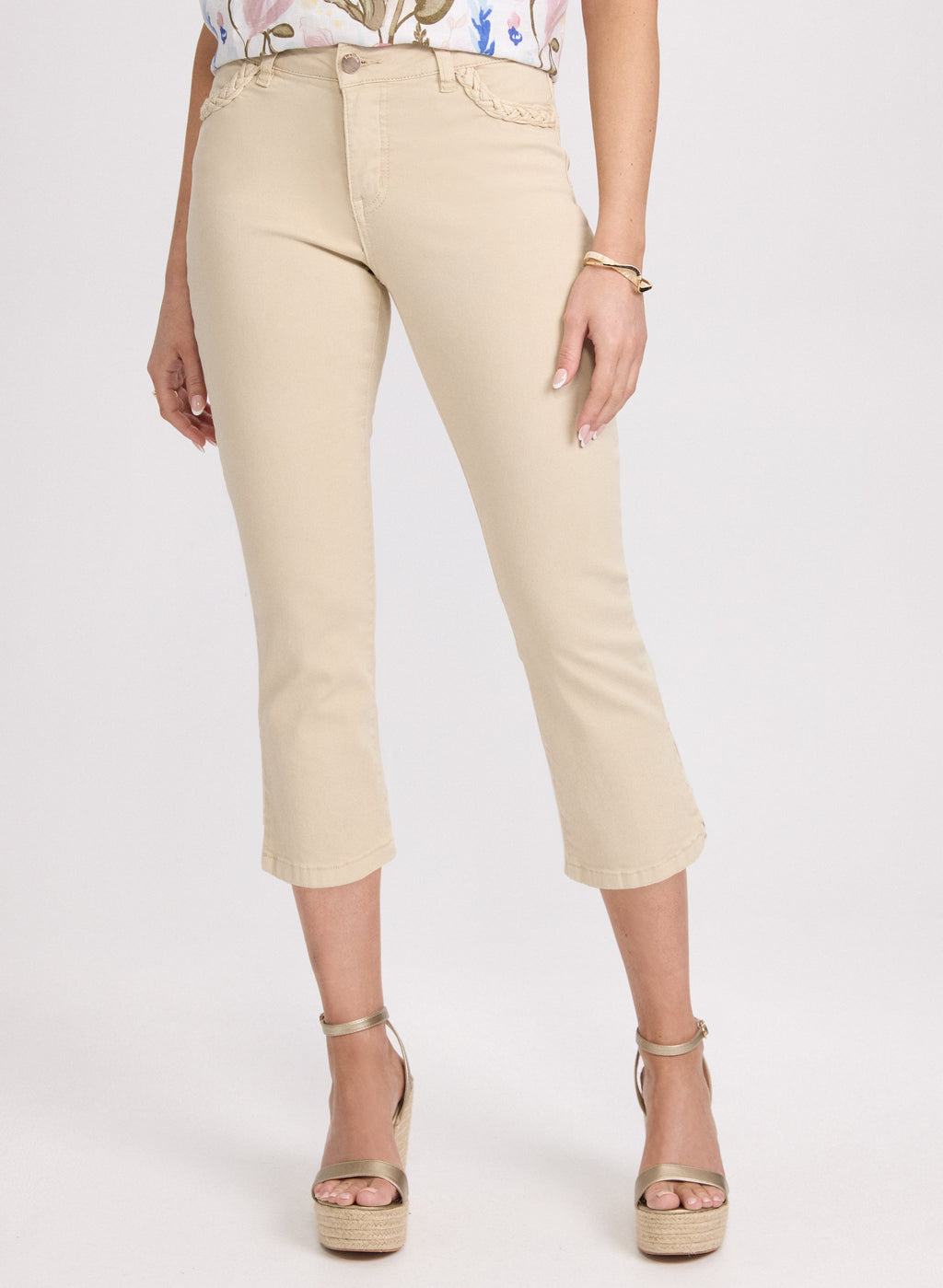 Braided Trim Denim Capris