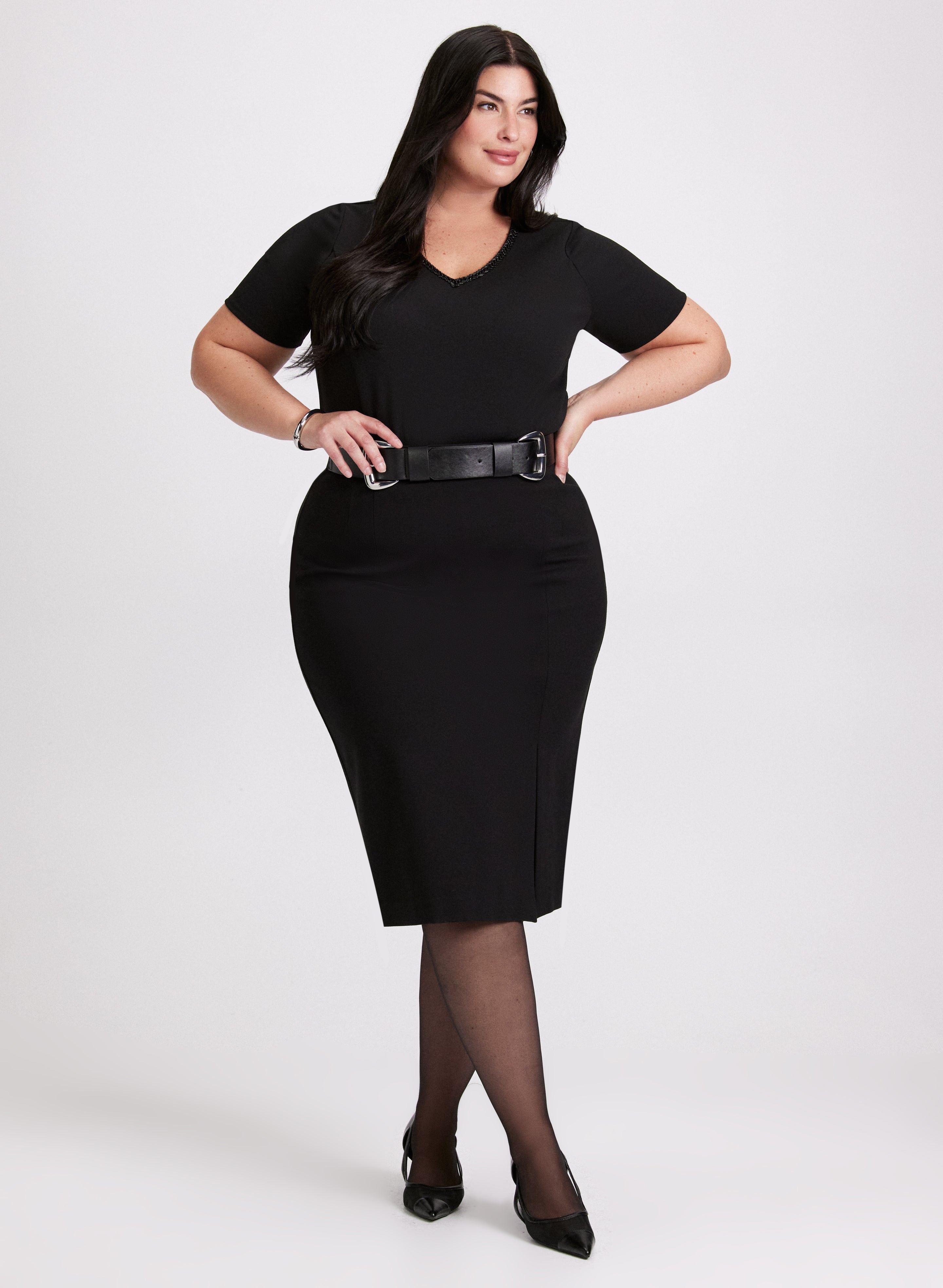 Bead Detail V-Neck Top