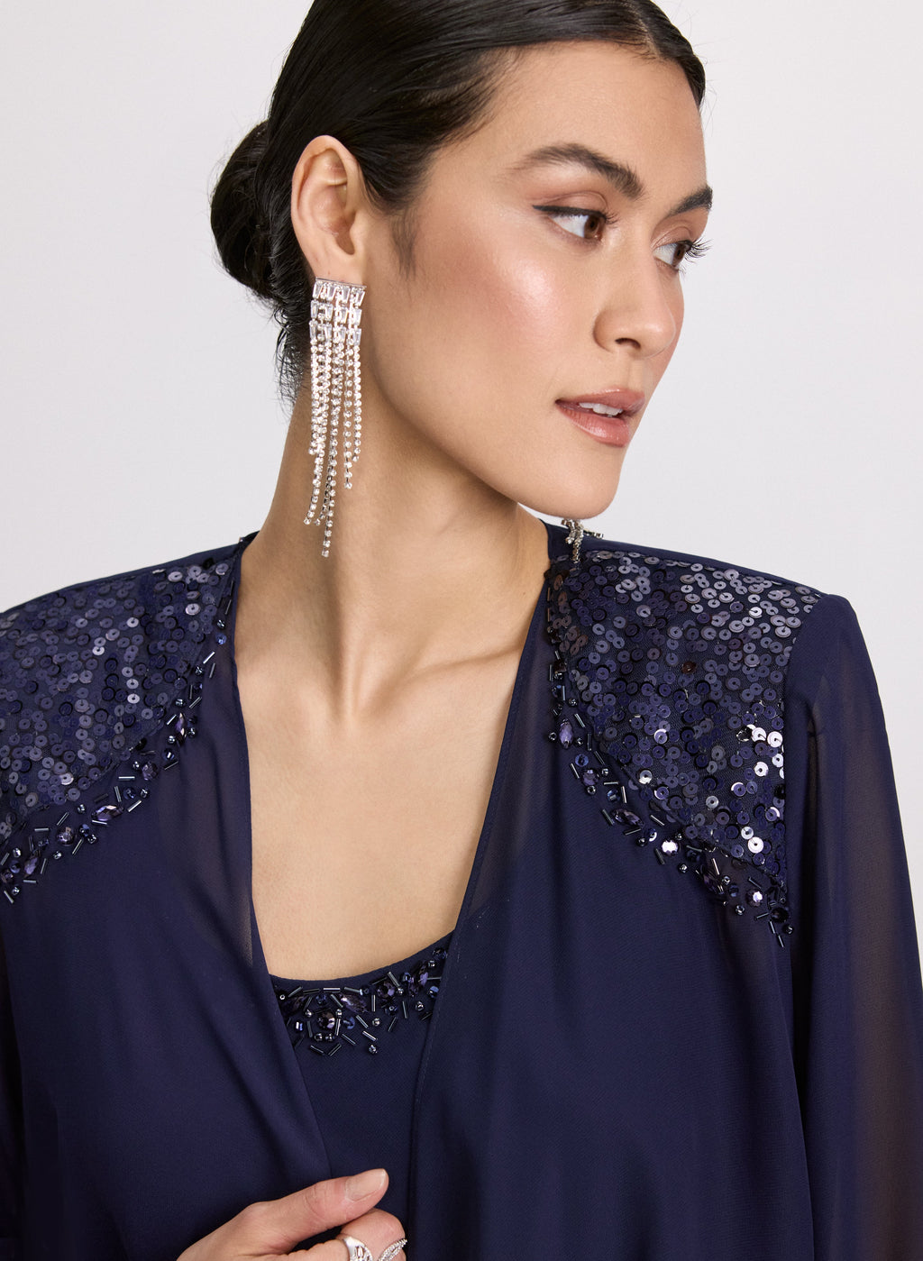 Chiffon Sequin Dress & Jacket Set