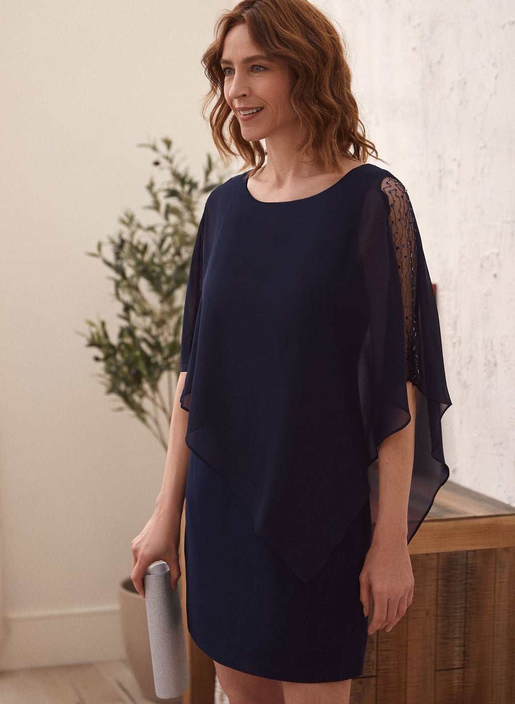 Asymmetric Chiffon Poncho Dress